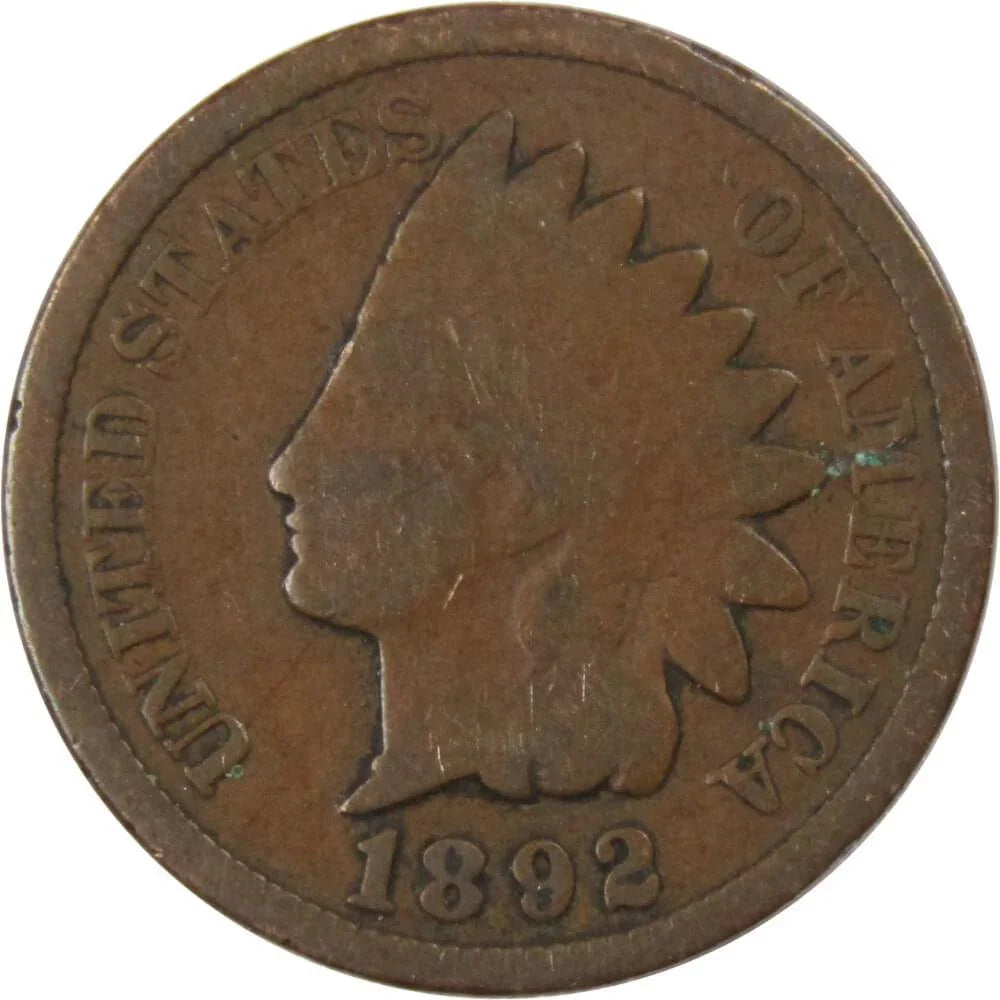 1892 Indian Head Cent G Good Bronze Penny 1c Coin Collectible
