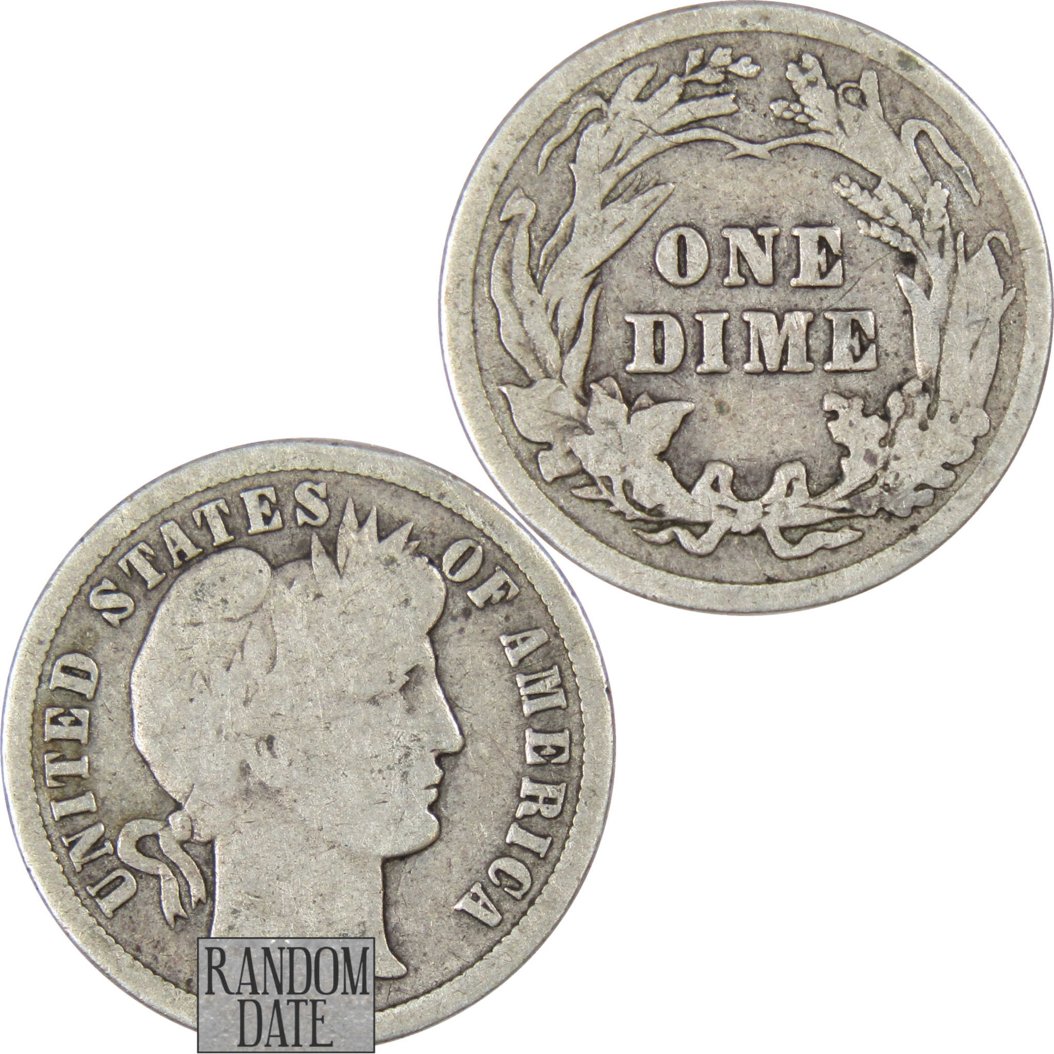 Barber Dime G Good Random Date 90% Silver 10c US Type Coin Collectible