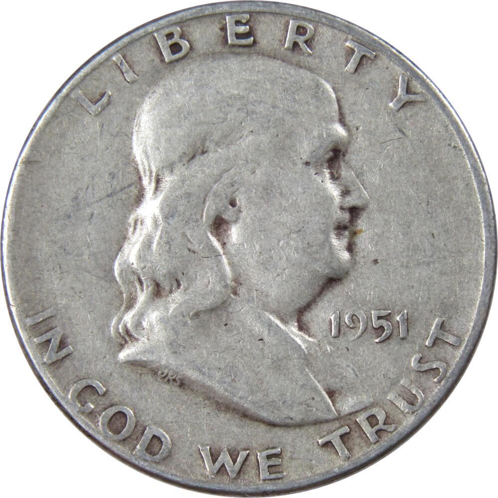 1951 S Franklin Half Dollar AG About Good 90% Silver 50c US Coin Collectible