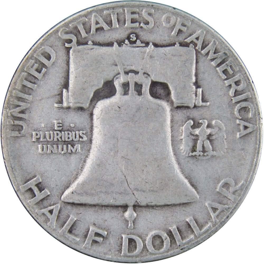 1954 S Franklin Half Dollar F Fine 90% Silver 50c US Coin Collectible