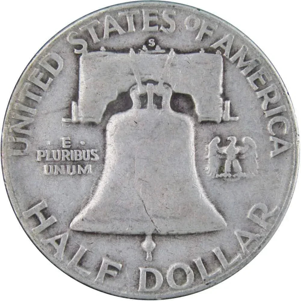 1954 S Franklin Half Dollar F Fine 90% Silver 50c US Coin Collectible