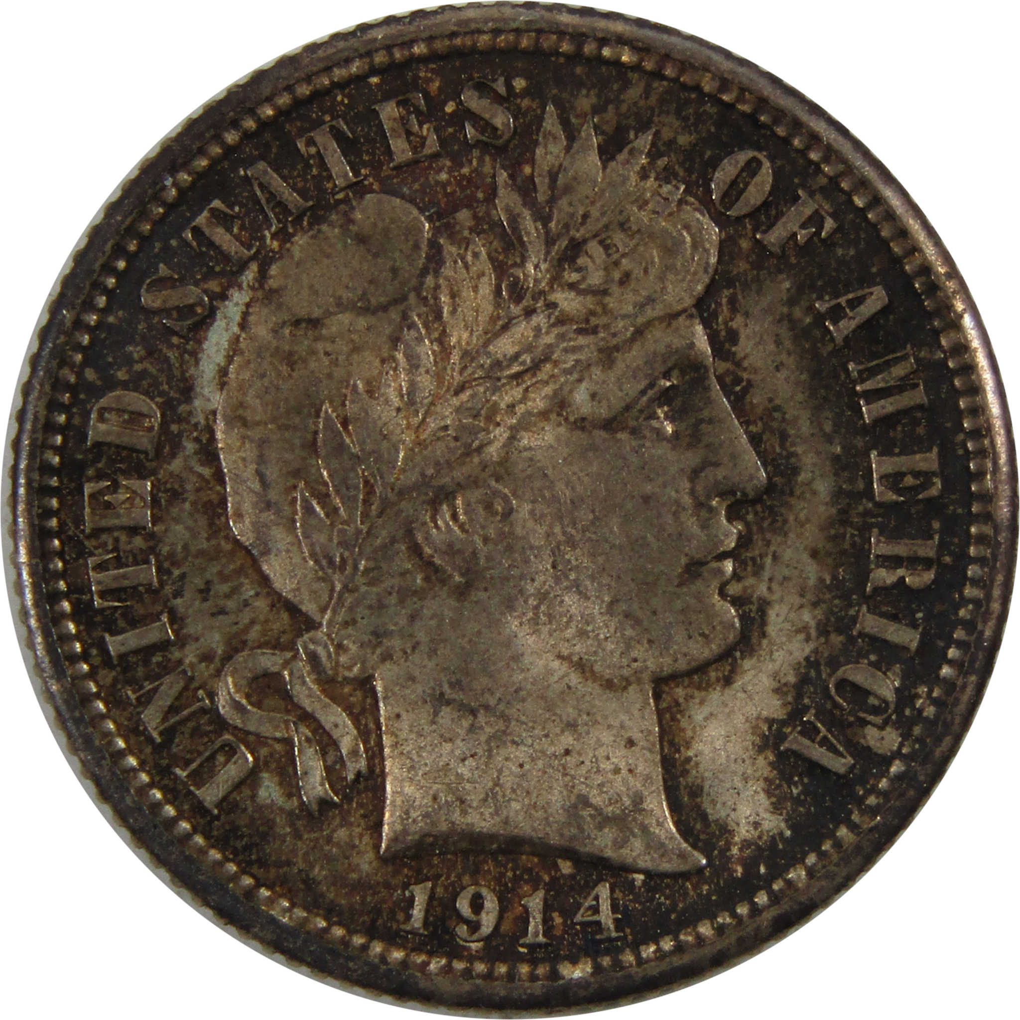 1914 Barber Dime BU Choice Uncirculated 90% Silver 10c Coin SKU:I7673