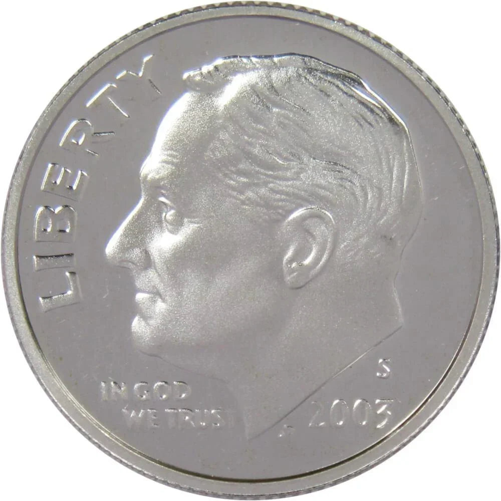 2003 S Roosevelt Dime Choice Proof 90% Silver 10c US Coin Collectible
