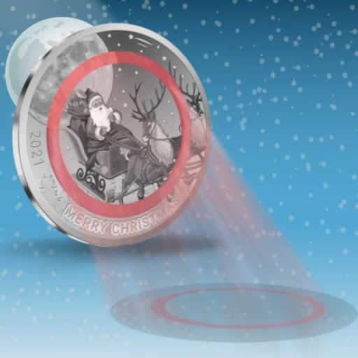 Christmas Glow Santa Claus Sleigh Silver Plated Half Dollar 2021 Fiji COA