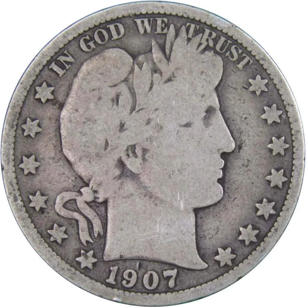 1907 D Barber Half Dollar AG About Good 90% Silver 50c US Type Coin Collectible