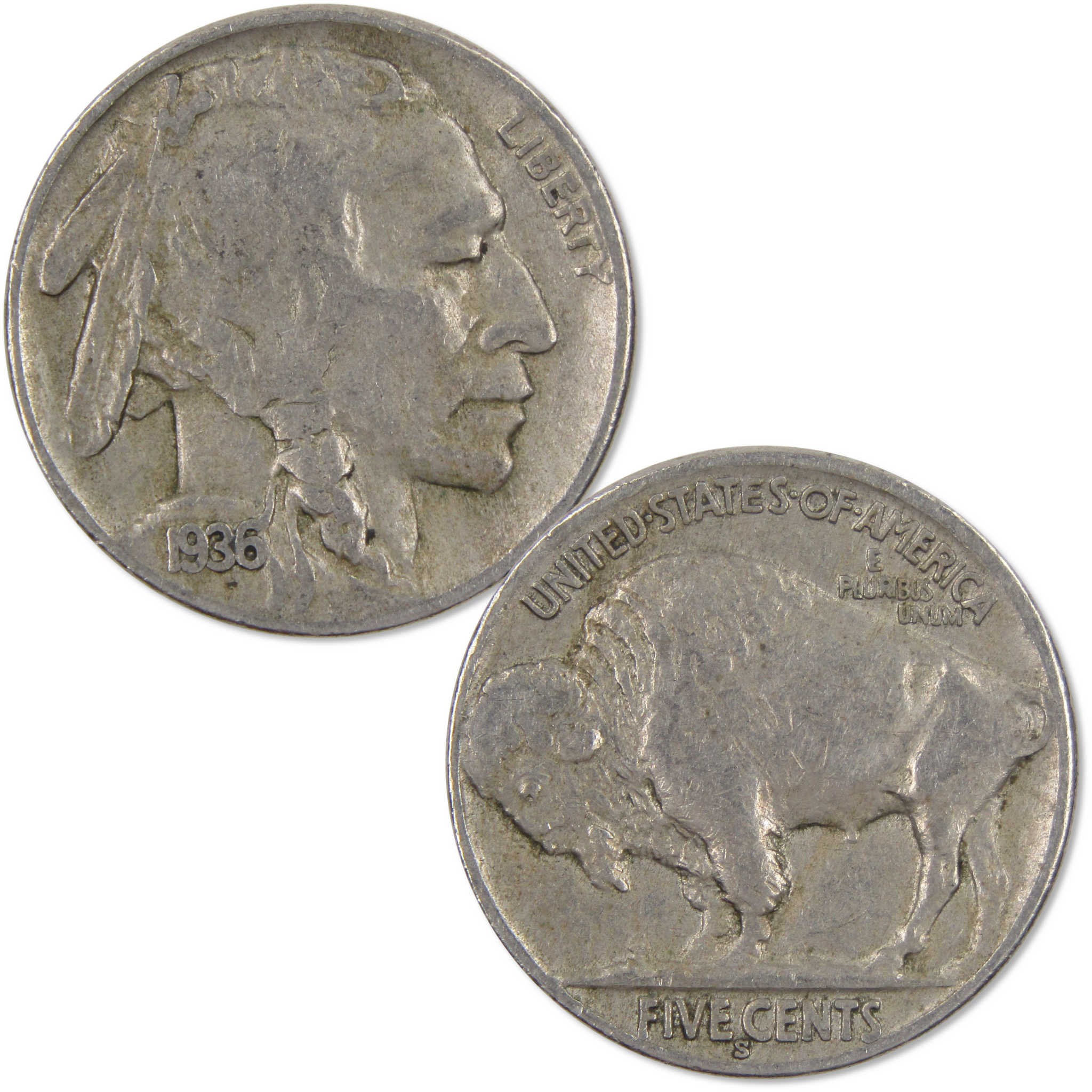 1935-1937 Indian Head Buffalo Nickel 3 Coin All-Mint Set F Fine Collectible Gift