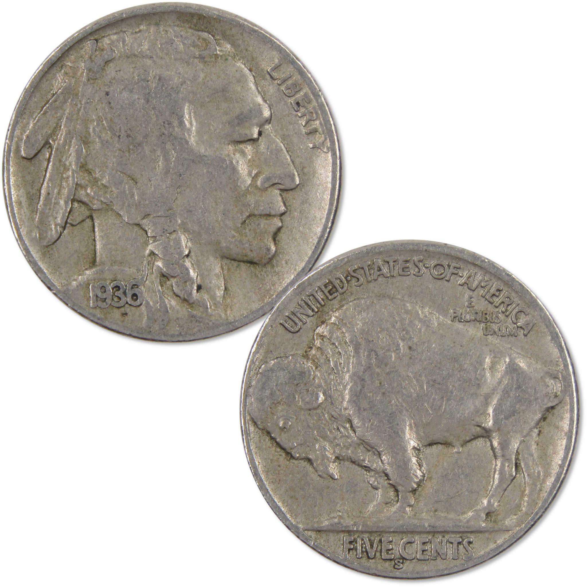 1935-1937 Indian Head Buffalo Nickel 3 Coin All-Mint Set F Fine Collectible Gift