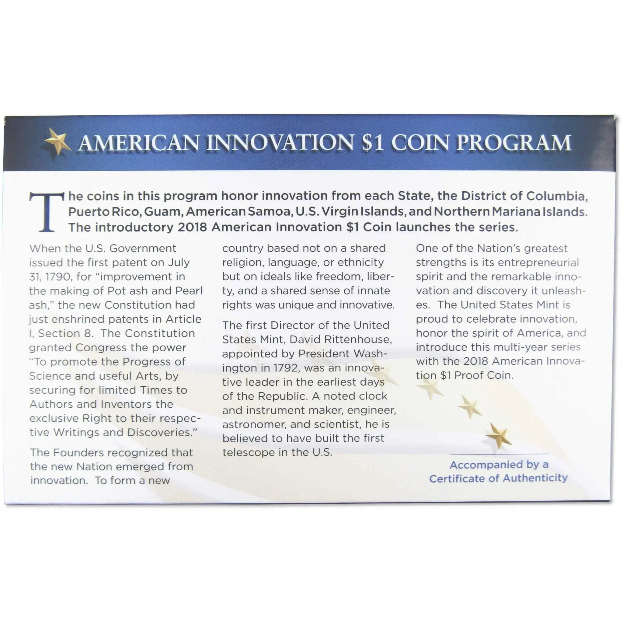 2018 S American Innovation Dollar Choice Proof $1 US Coin Collectible OGP COA