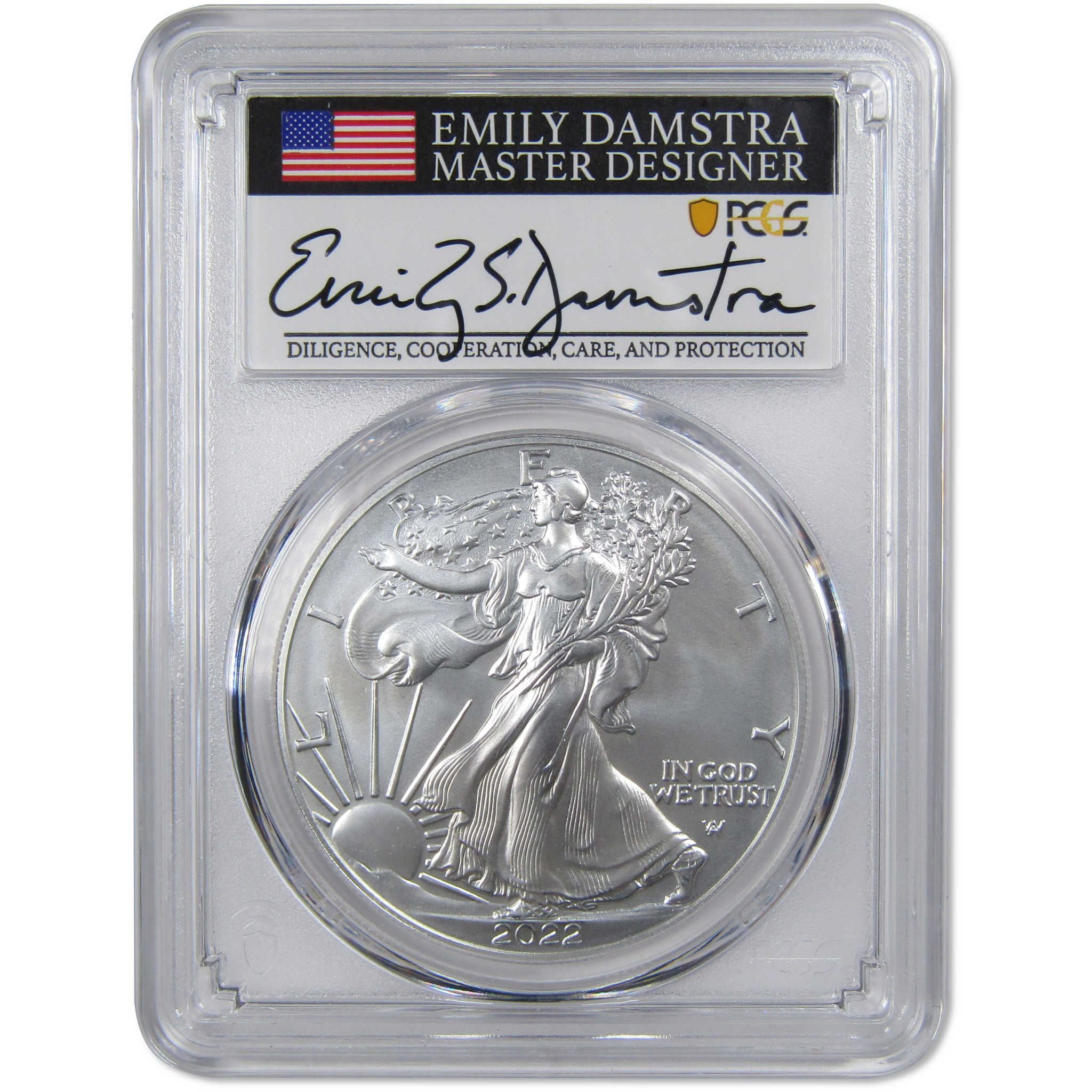 2022 W American Silver Eagle SP 70 PCGS Adv Release Damstra SKU:OPC51