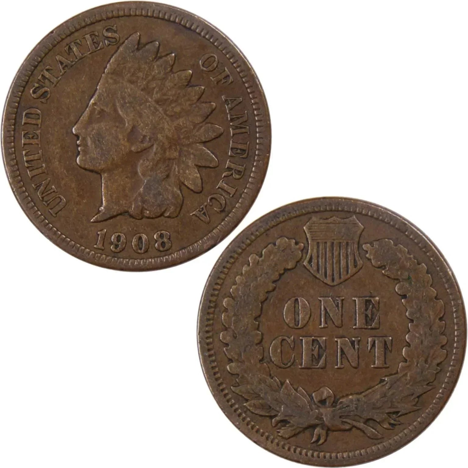 1908 Indian Head Cent G Good Bronze Penny 1c Coin Collectible
