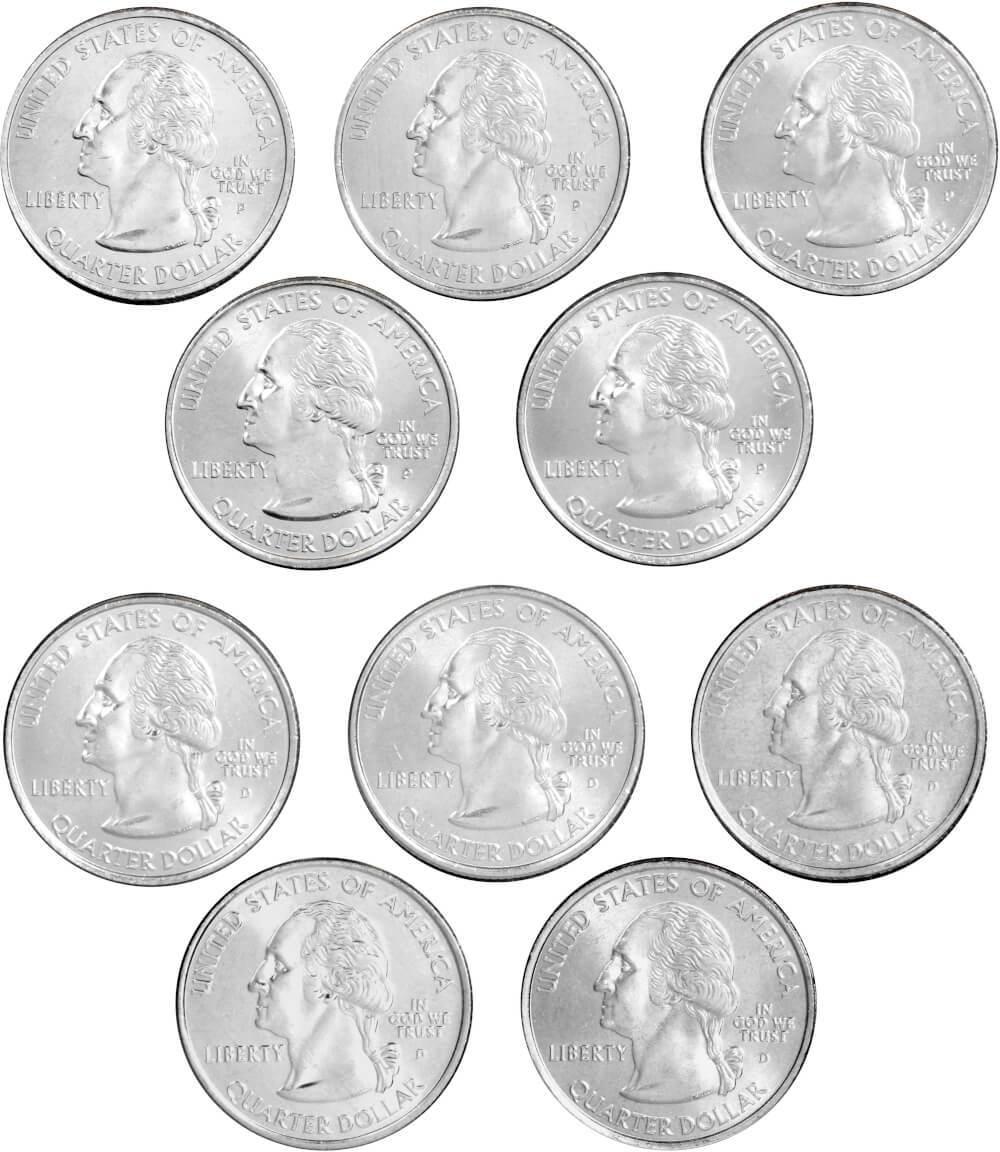 2008 P&D State Quarter 10 Coin Set BU Uncirculated Mint State 25c Collectible