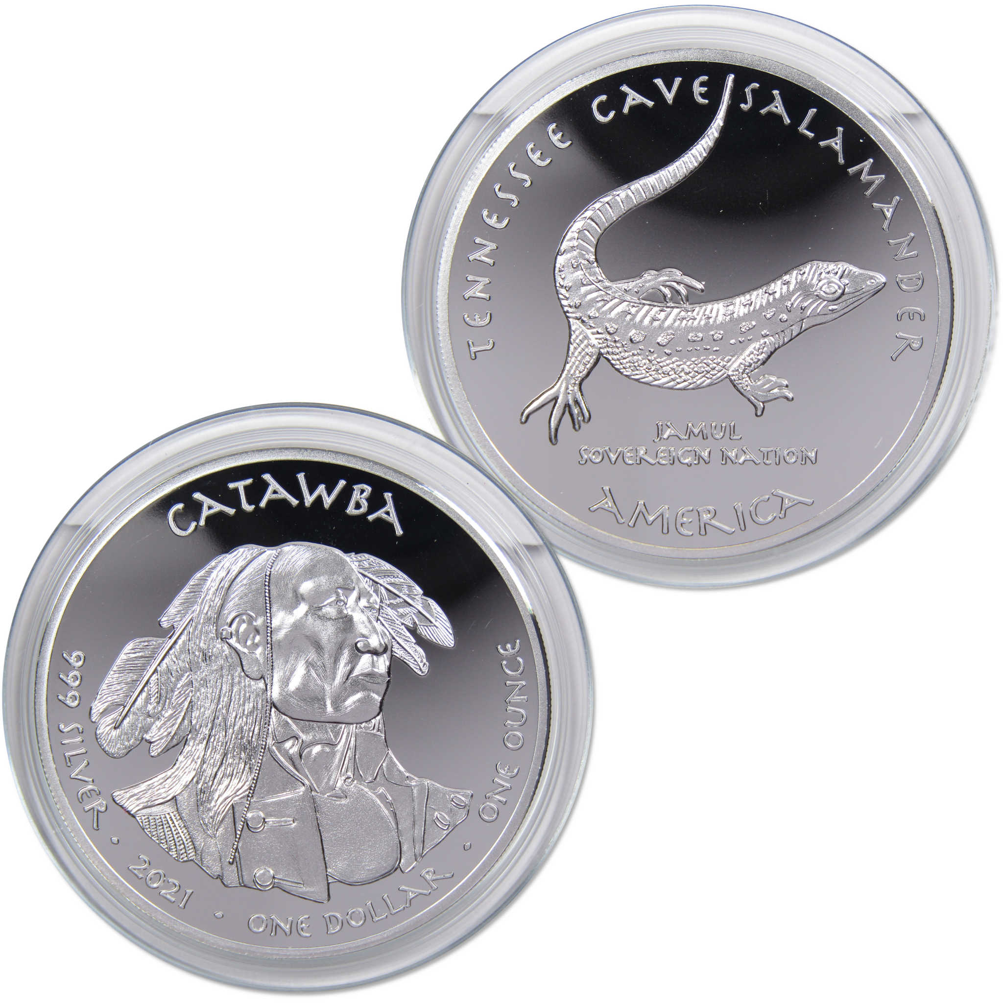 2021 Native American Jamul Catawba Tennessee Cave Salamander Silver $1 Proof