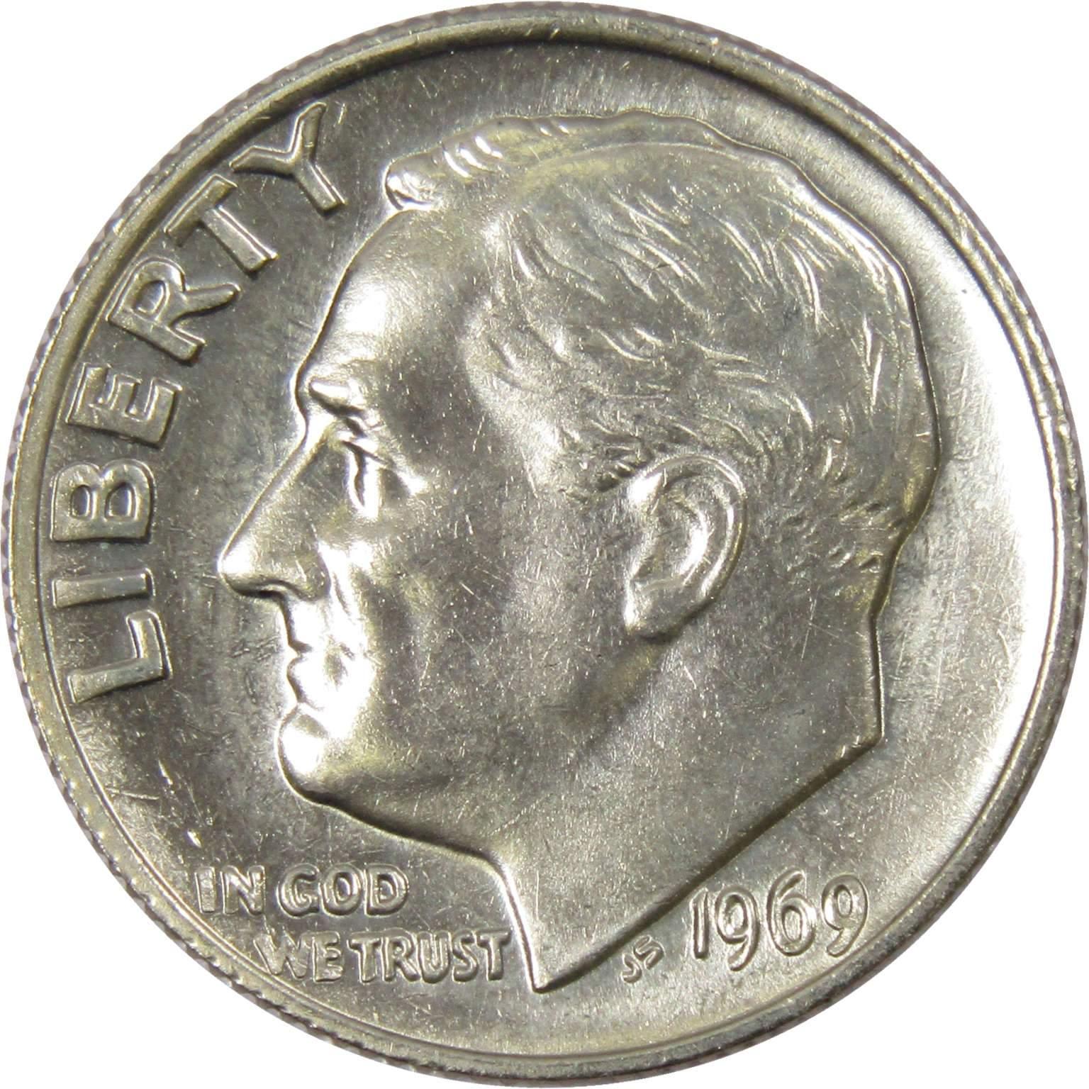 1969 Roosevelt Dime BU Uncirculated Mint State 10c US Coin Collectible