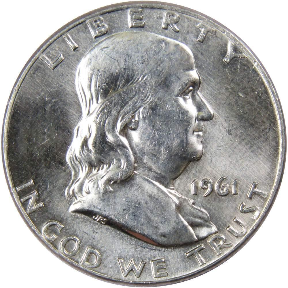 1961 D Franklin Half Dollar AU About Uncirculated 90% Silver 50c US Coin