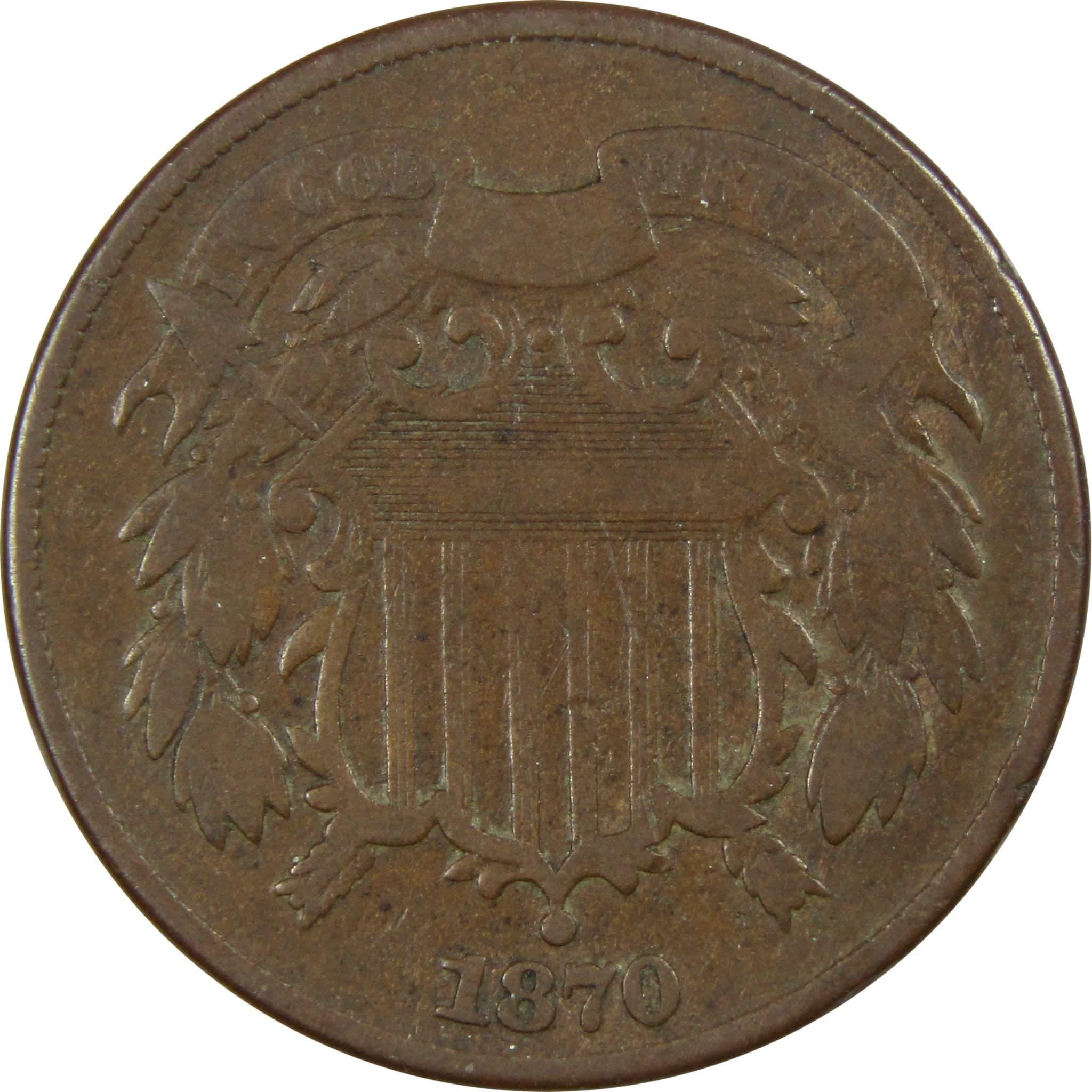 1870 Two Cent Piece VG Very Good 2c US Type Coin SKU:IPC4955