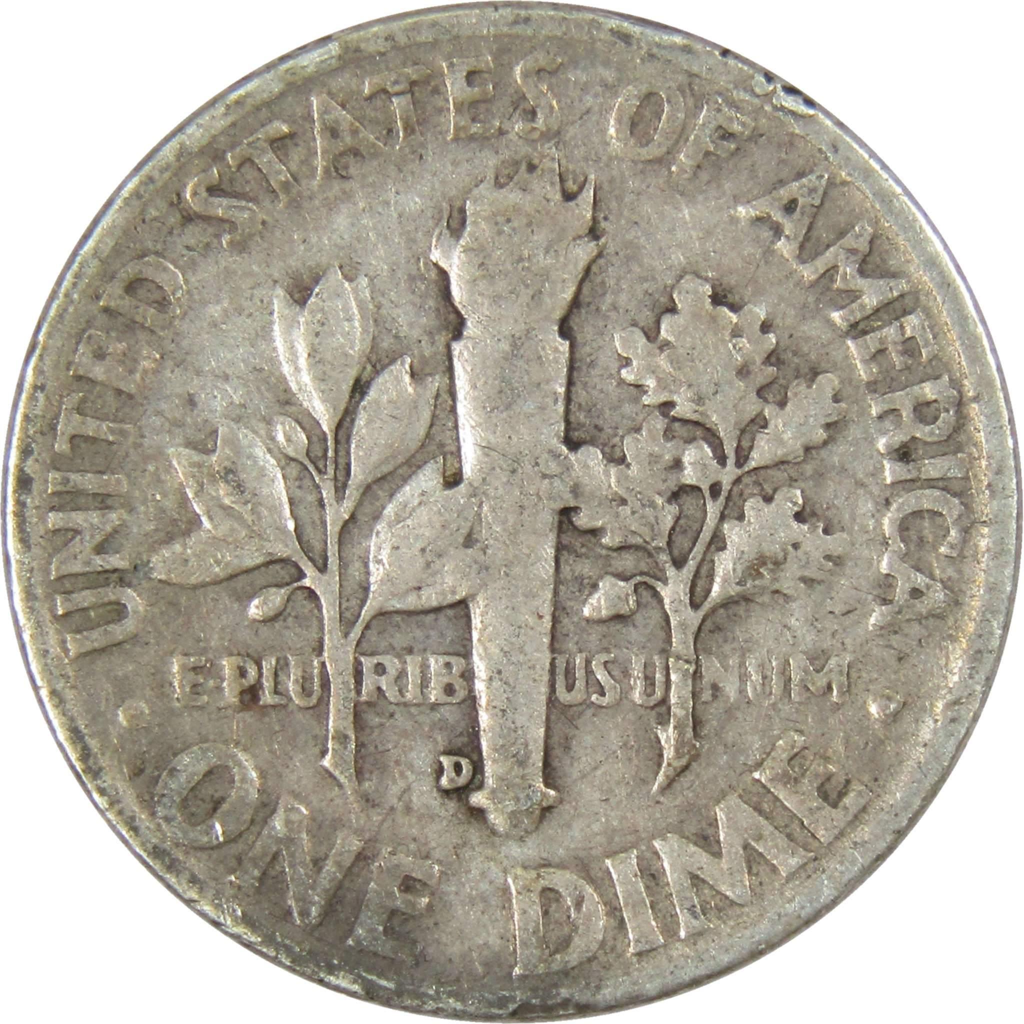 1952 D Roosevelt Dime AG About Good 90% Silver 10c US Coin Collectible