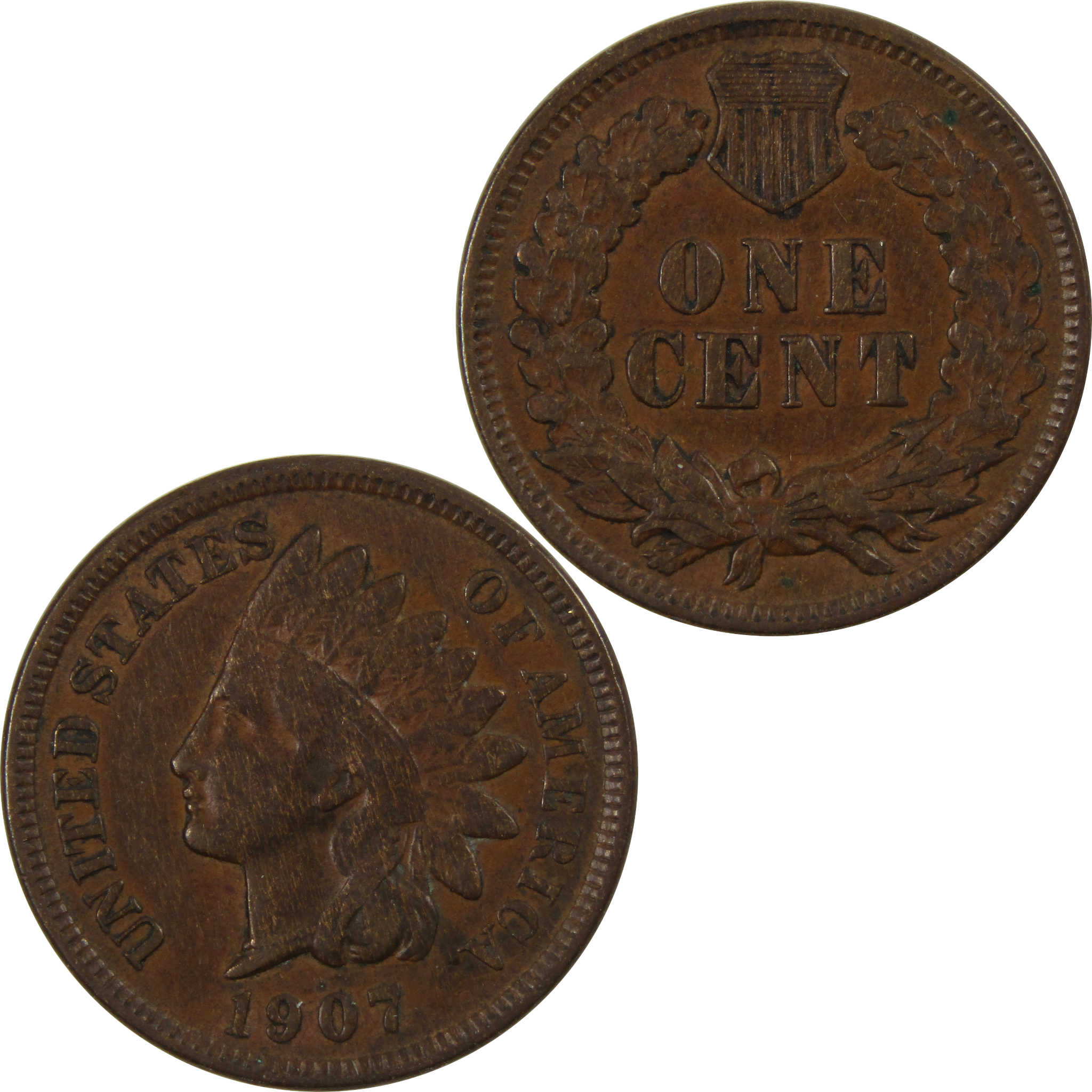 1907 Indian Head Cent XF EF Extremely Fine Penny 1c US Coin SKU:I4314