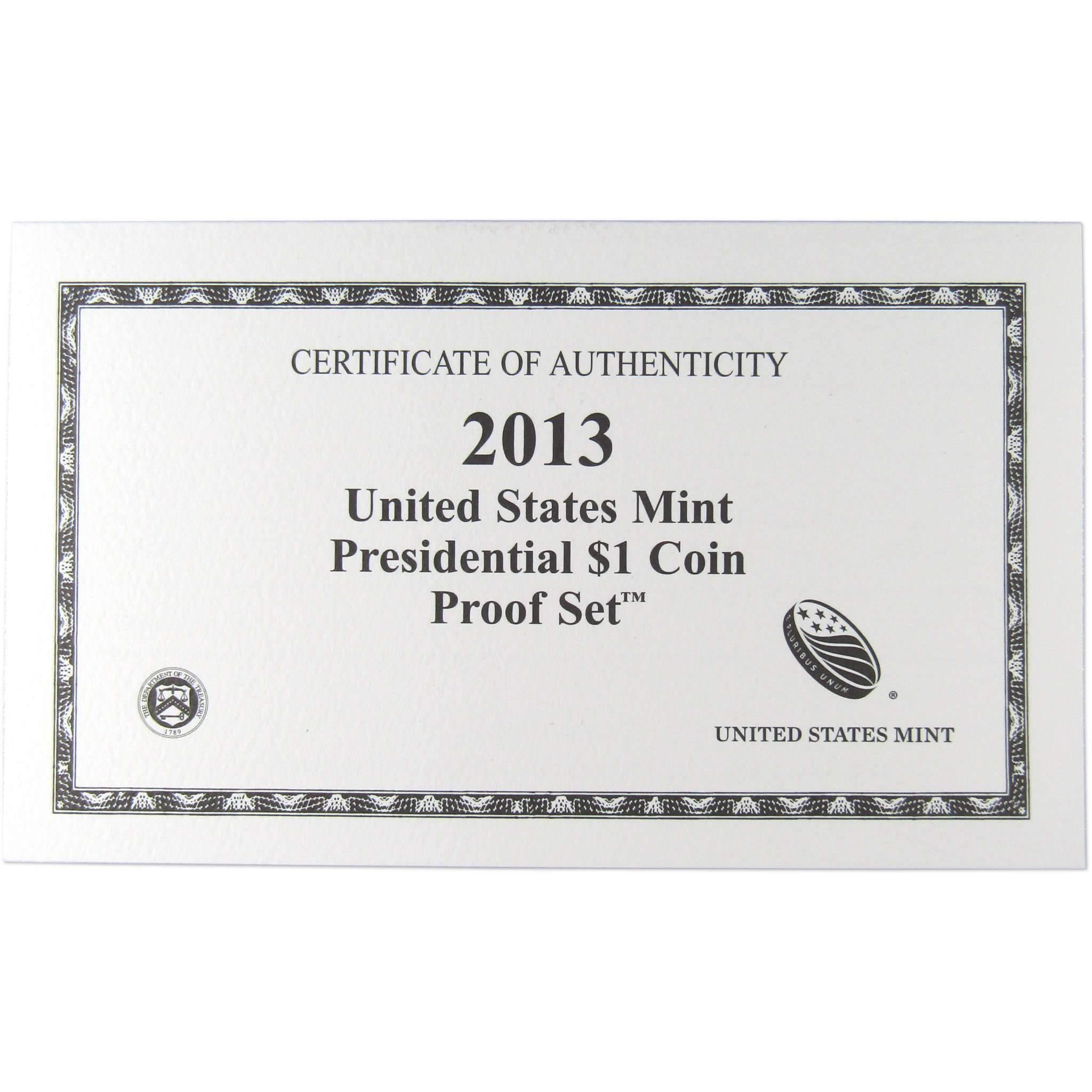 2013 Presidential Dollar Proof Set U.S. Mint Original Government Packaging OGP