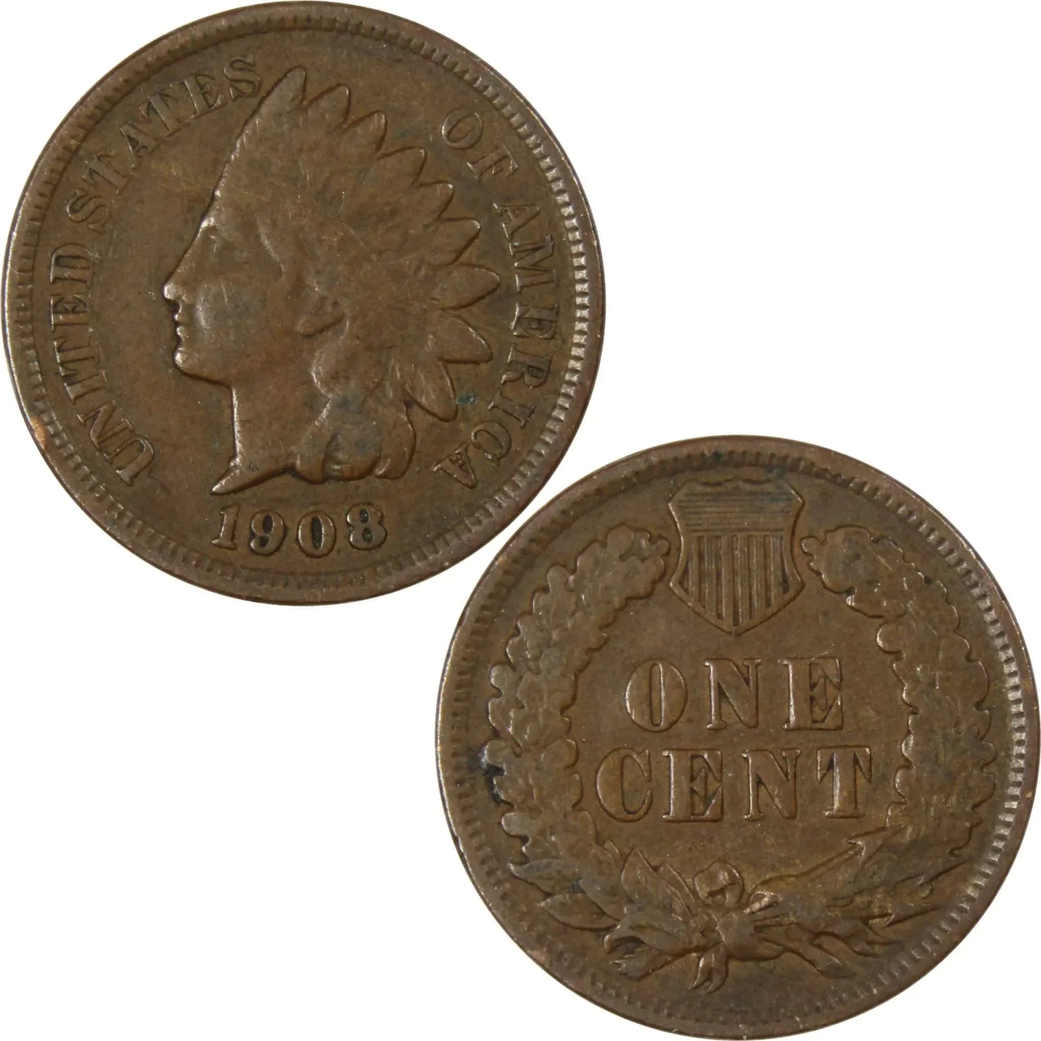 1908 Indian Head Cent VG Very Good Bronze Penny 1c Coin Collectible