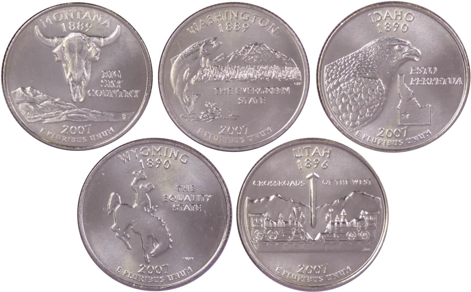 2007 D State Quarter 5 Coin Set BU Uncirculated Mint State 25c Collectible