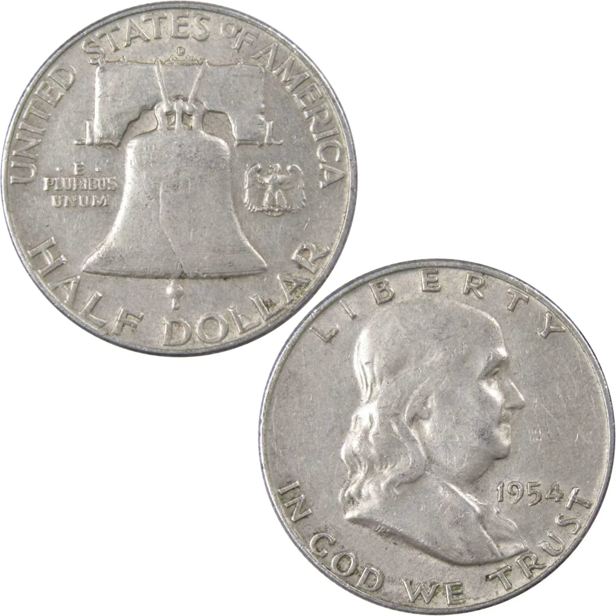 1954 D Franklin Half Dollar XF EF Extremely Fine 90% Silver 50c US Coin