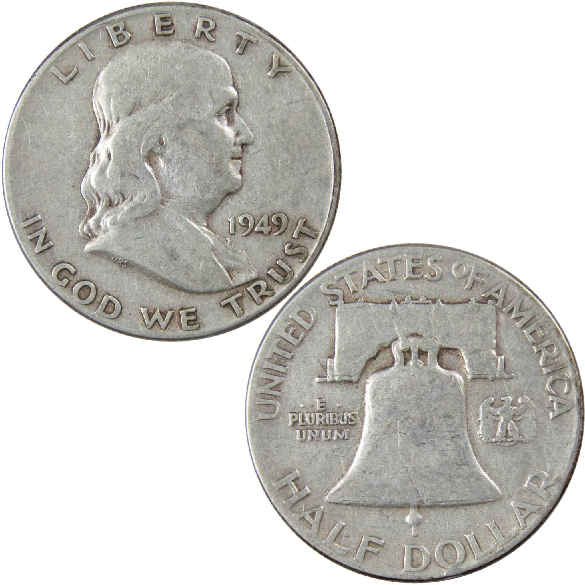 1949 Franklin Half Dollar F Fine 90% Silver 50c US Coin Collectible