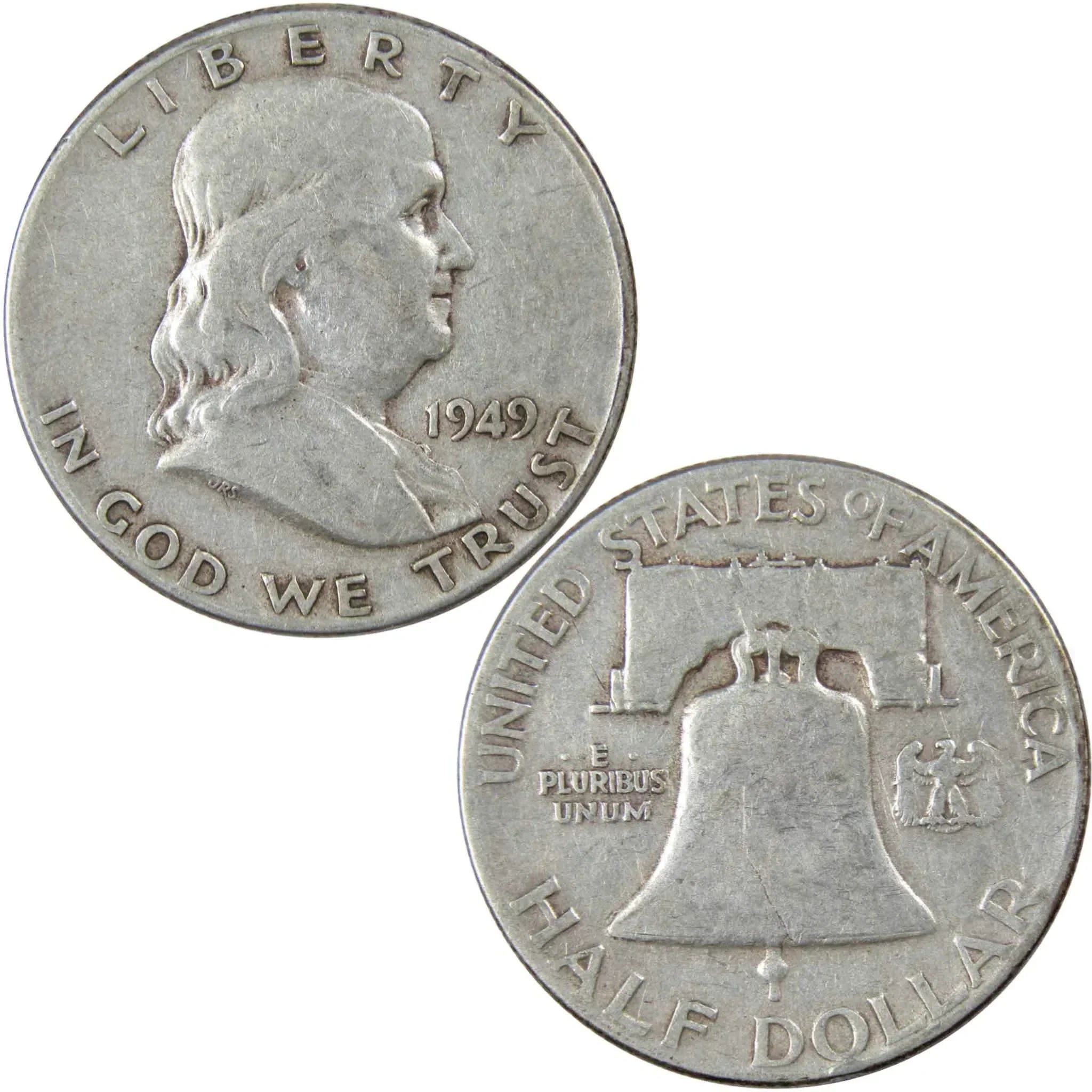 1949 Franklin Half Dollar F Fine 90% Silver 50c US Coin Collectible