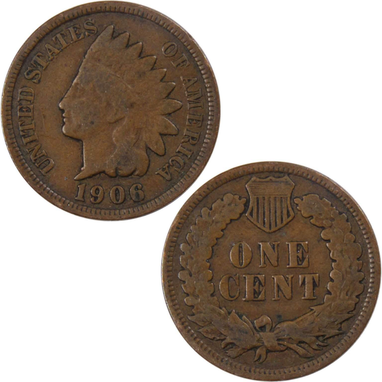 1906 Indian Head Cent G Good Bronze Penny 1c Coin Collectible