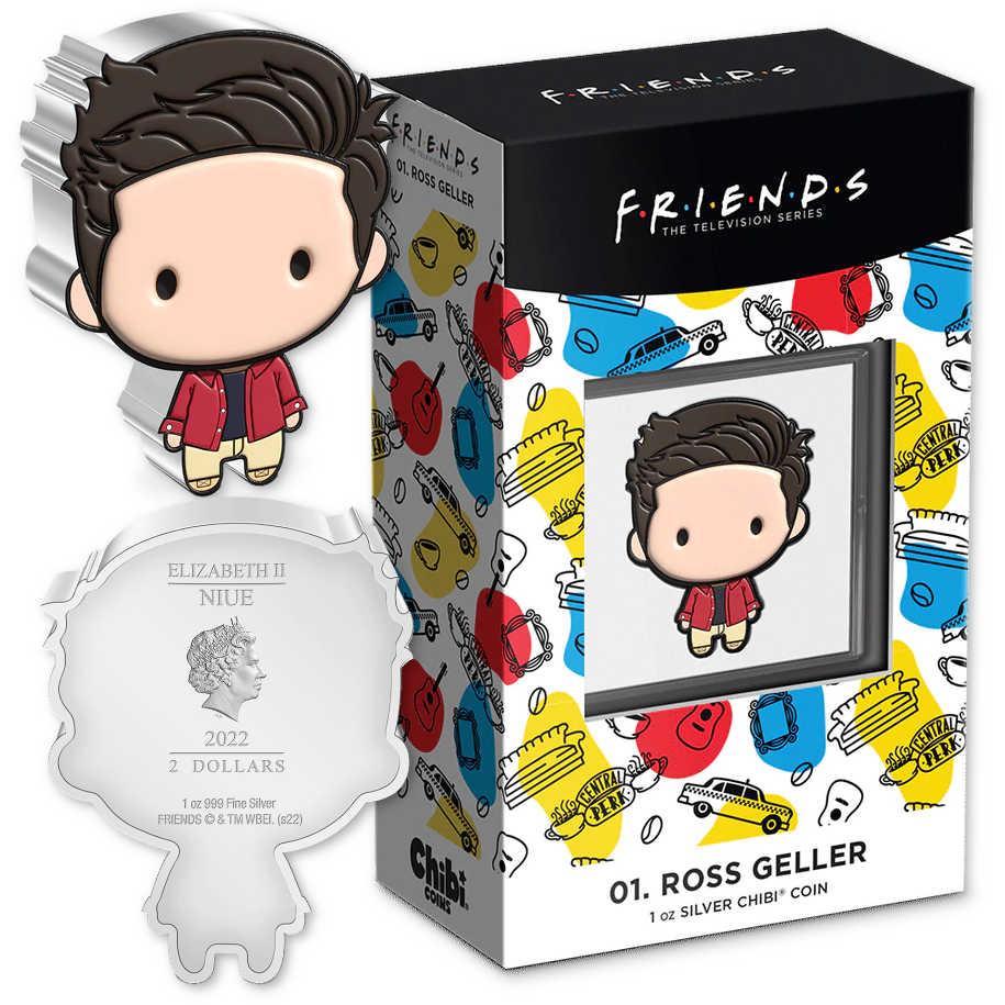 FRIENDS Ross Geller Chibi Fine Silver $2 Proof Niue 2022 COA SKU:OPC54
