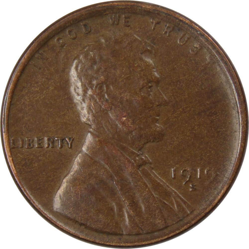 1919 S Lincoln Wheat Cent XF EF Extremely Fine Bronze Penny 1c Coin Collectible