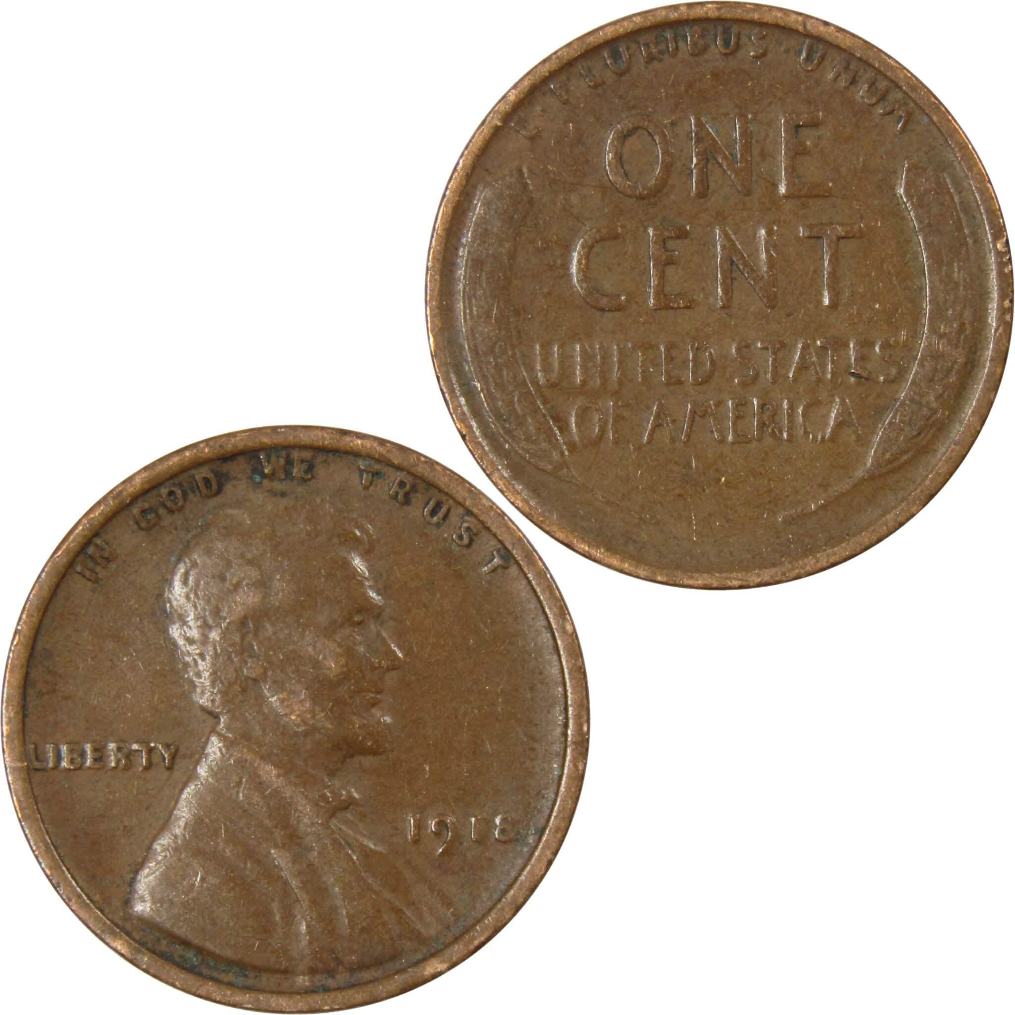 1918 Lincoln Wheat Cent AG About Good Bronze Penny 1c Coin Collectible