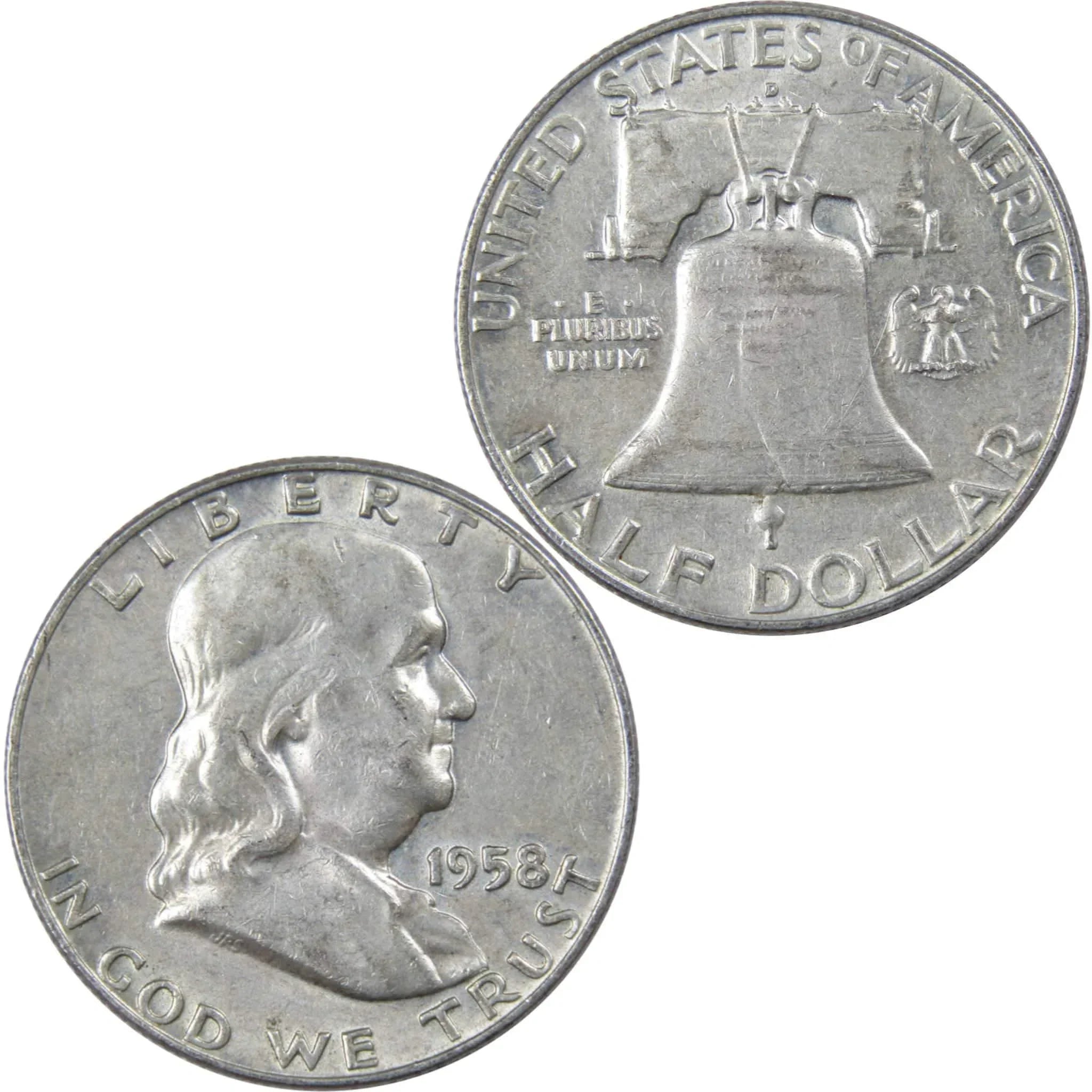 1958 D Franklin Half Dollar XF EF Extremely Fine 90% Silver 50c US Coin