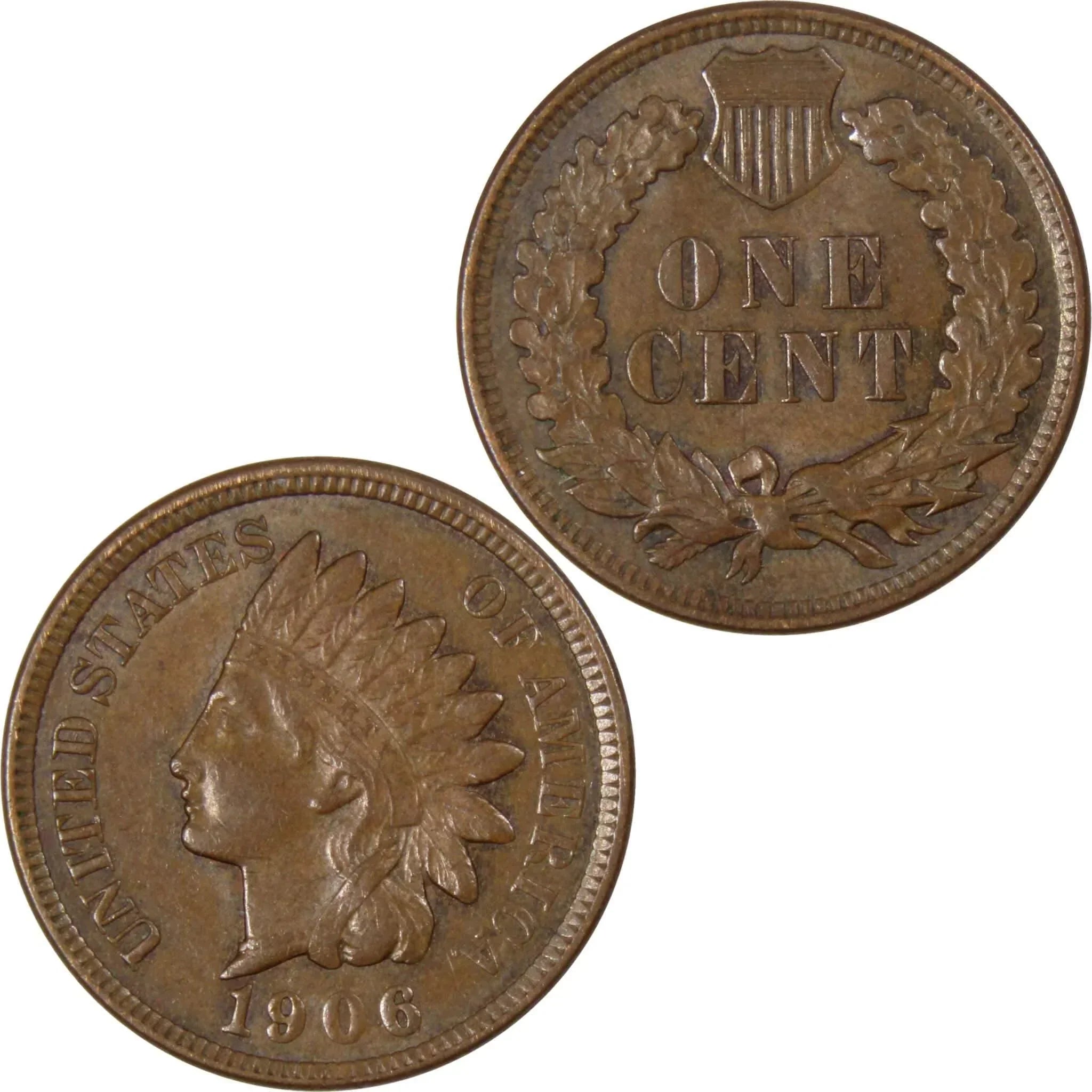 1906 Indian Head Cent AU About Uncirculated Bronze Penny 1c Coin Collectible