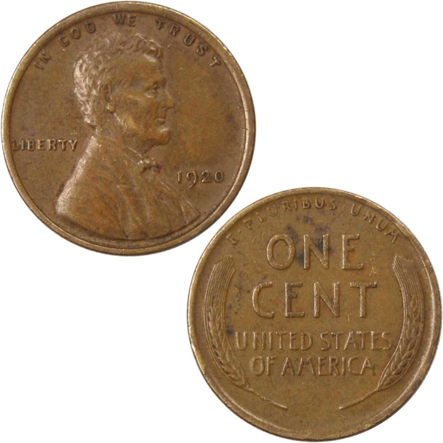 1920 Lincoln Wheat Cent XF EF Extremely Fine Bronze Penny 1c Coin Collectible