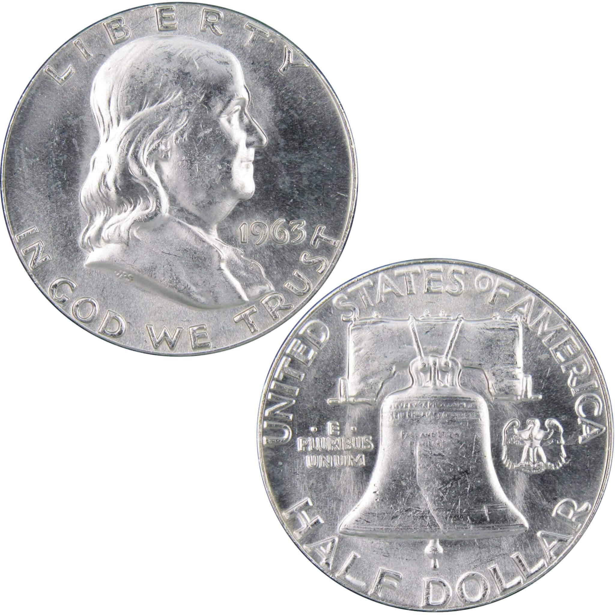 1963 Franklin Half Dollar BU Uncirculated Mint State 90% Silver 50c US Coin