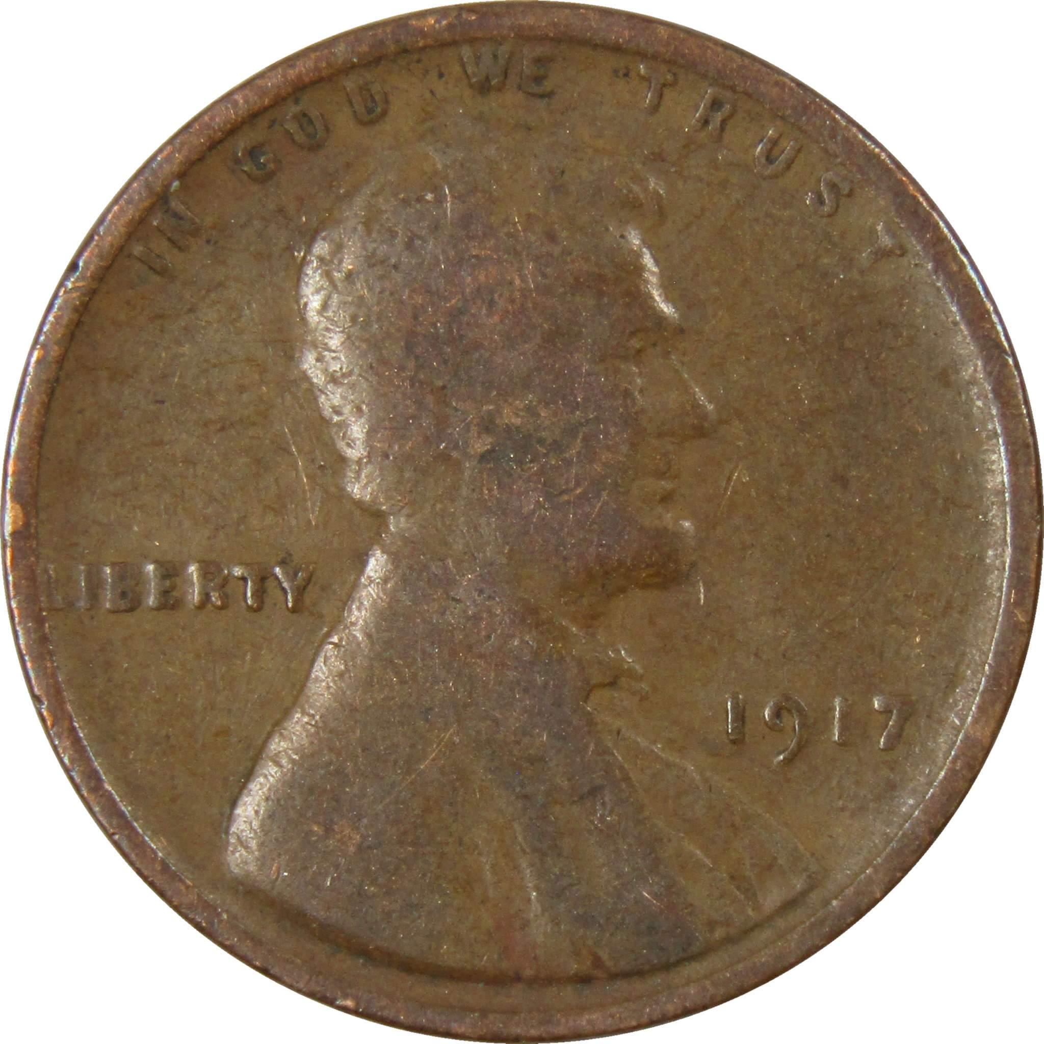 1917 Lincoln Wheat Cent AG About Good Bronze Penny 1c Coin Collectible