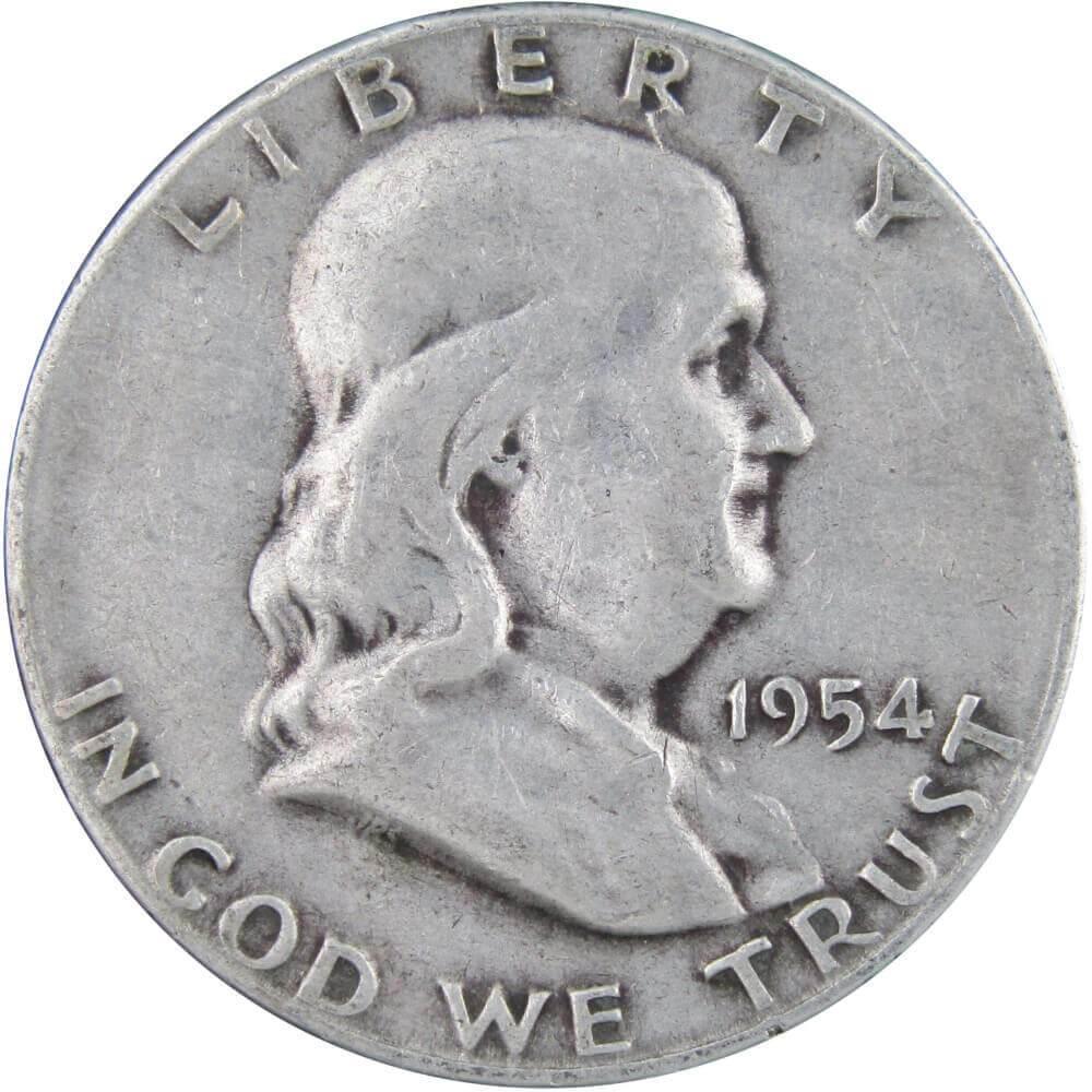 1954 S Franklin Half Dollar F Fine 90% Silver 50c US Coin Collectible
