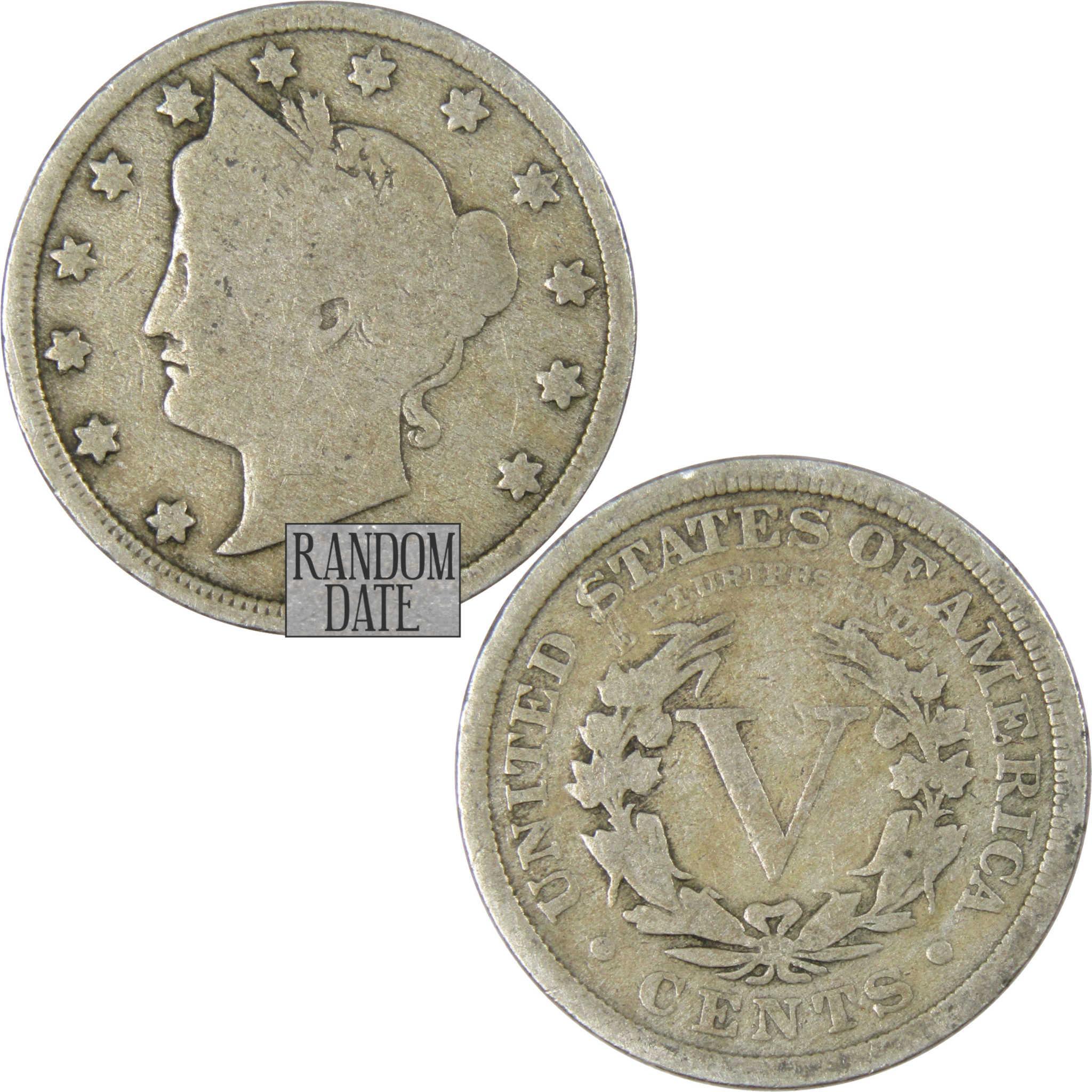 Liberty Head V Nickel 5 Cent Piece G Good Random Date 5c US Coin Collectible
