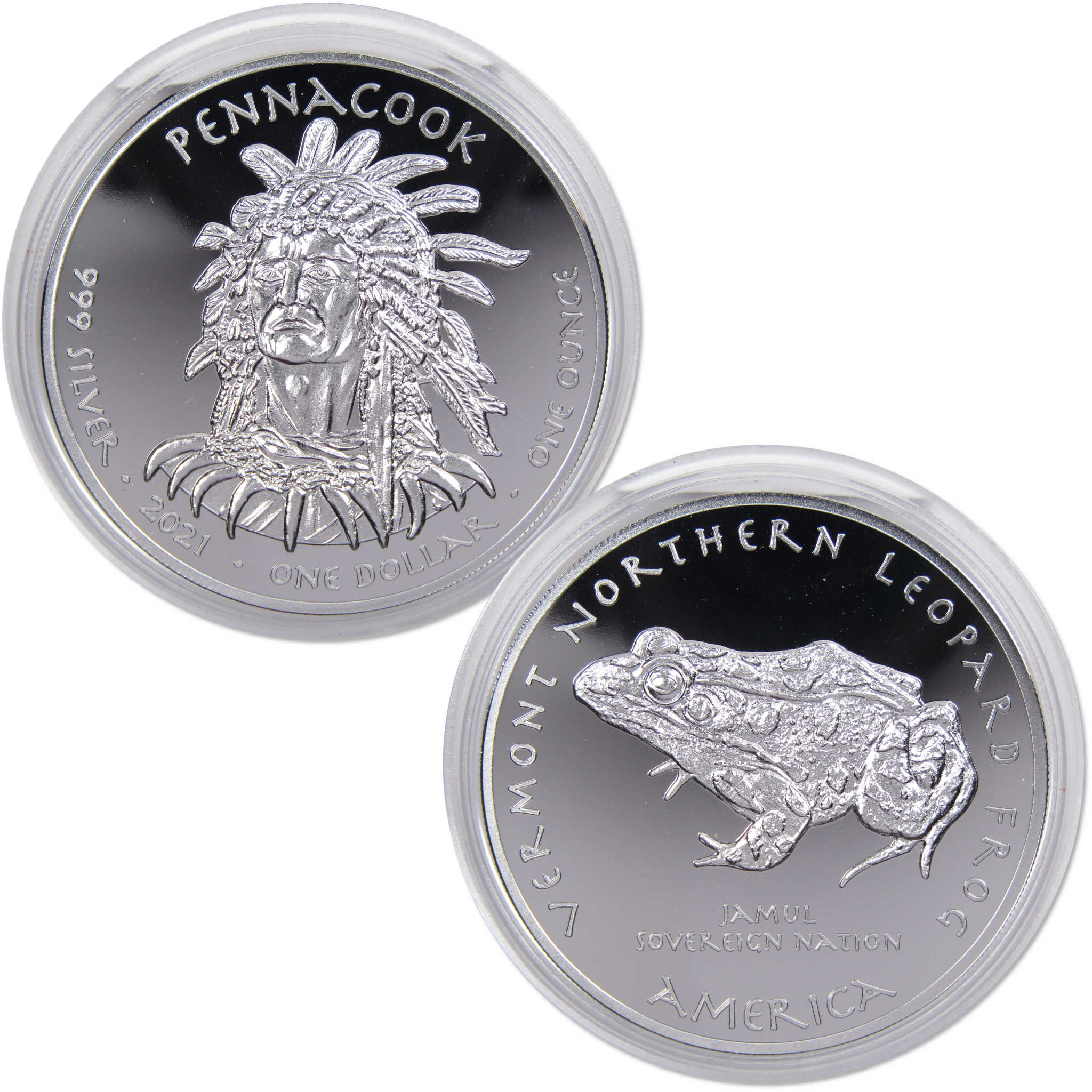 2021 Native American Jamul Pennacook Vermont Leopard Frog 1 oz Silver $1 Proof