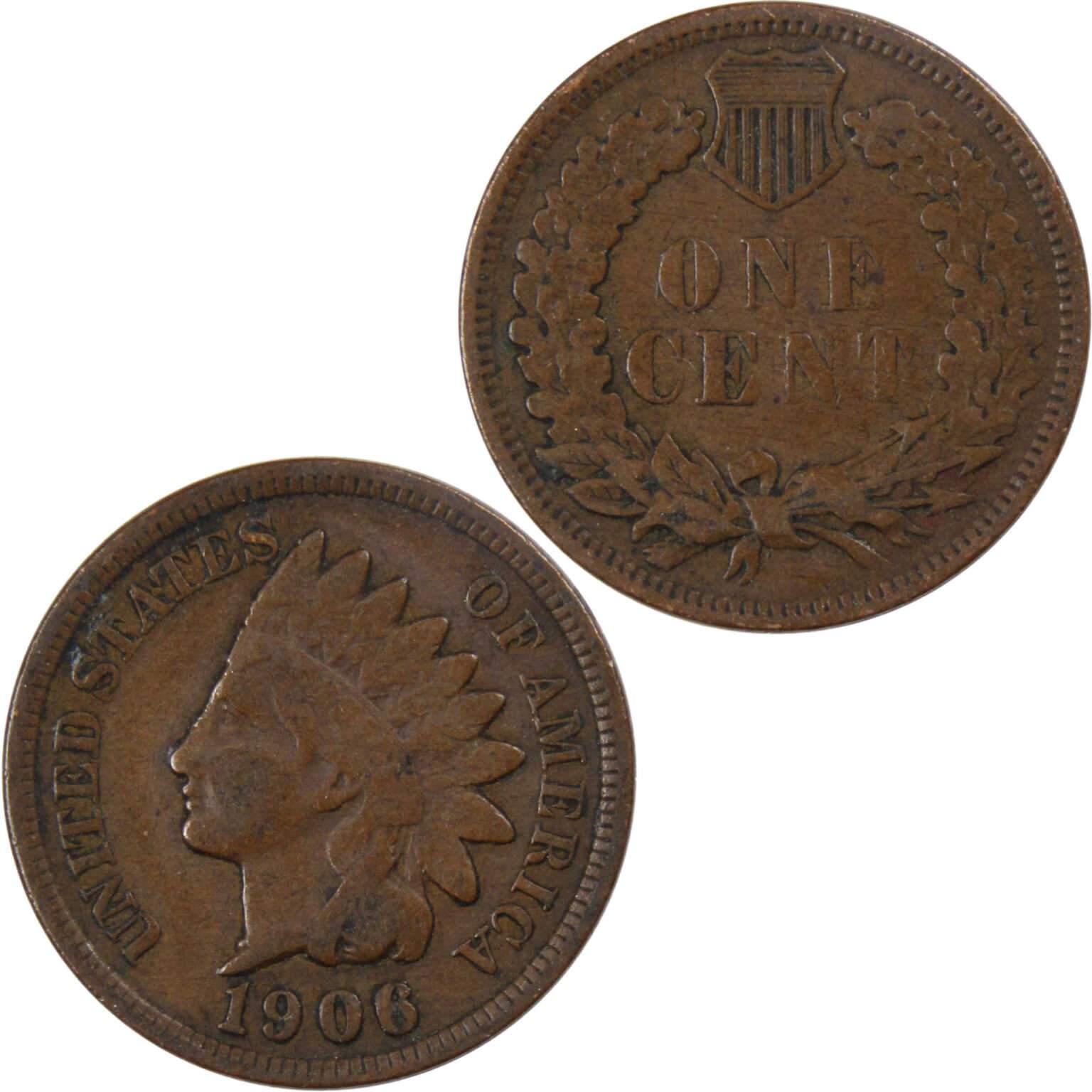 1906 Indian Head Cent VG Very Good Bronze Penny 1c Coin Collectible