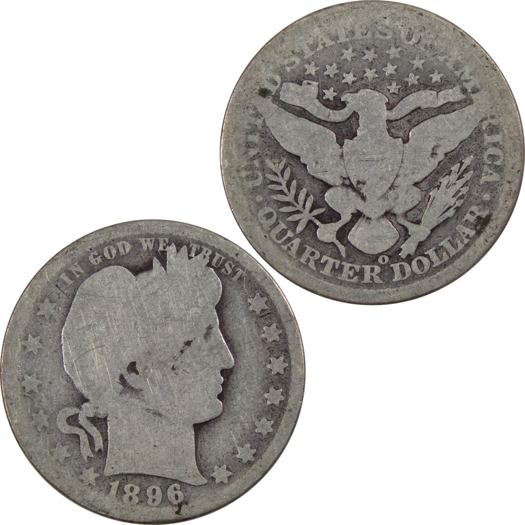 1896 O Barber Quarter AG About Good 90% Silver 25c Type Coin SKU:I3200