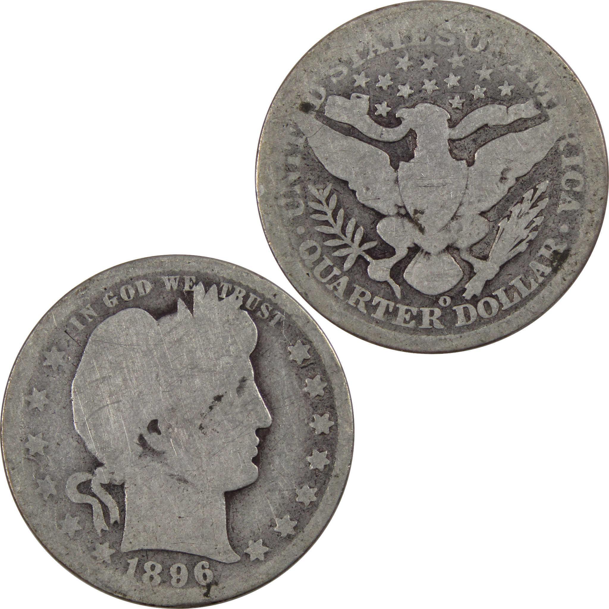 1896 O Barber Quarter AG About Good 90% Silver 25c Type Coin SKU:I3200