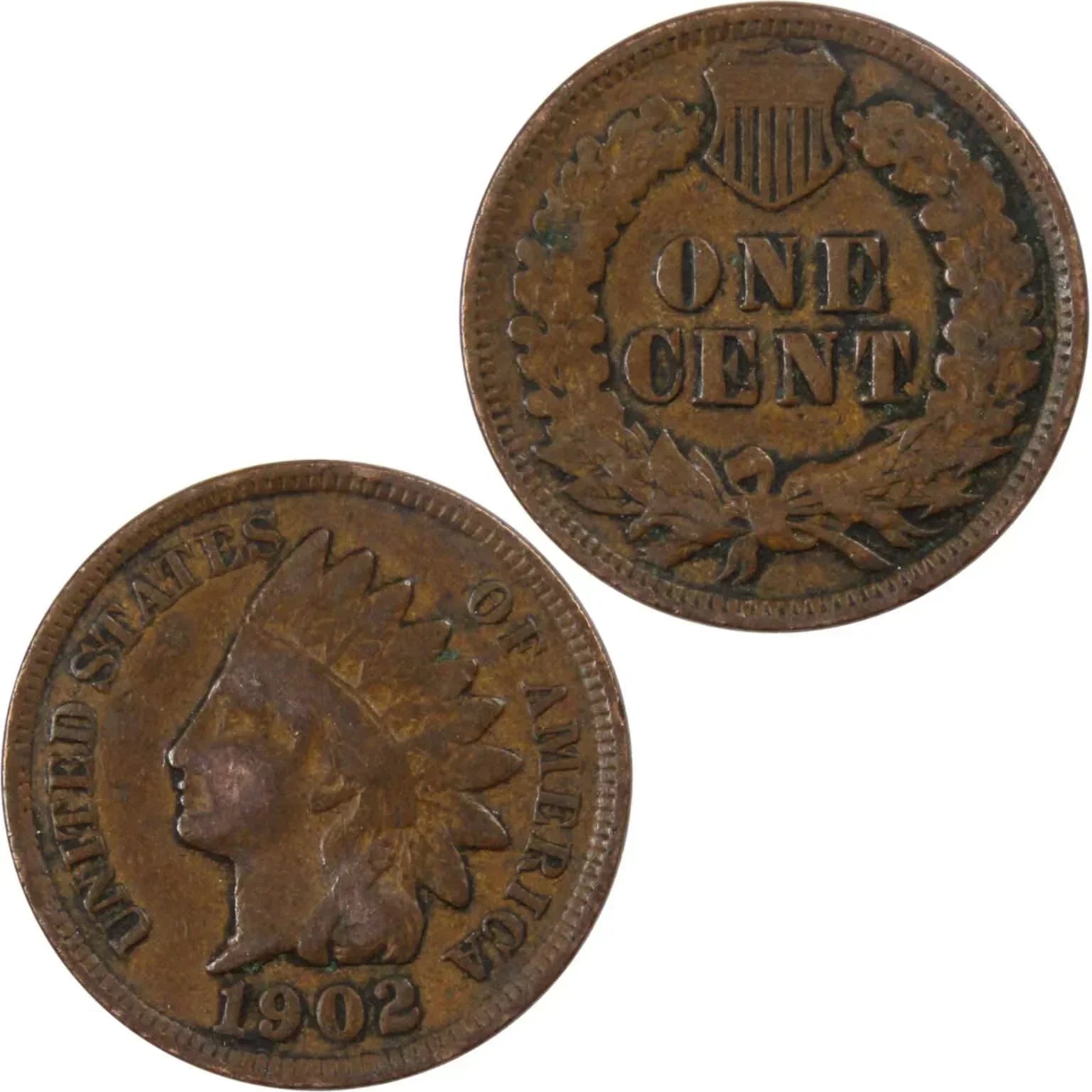 1902 Indian Head Cent AG About Good Bronze Penny 1c Coin Collectible