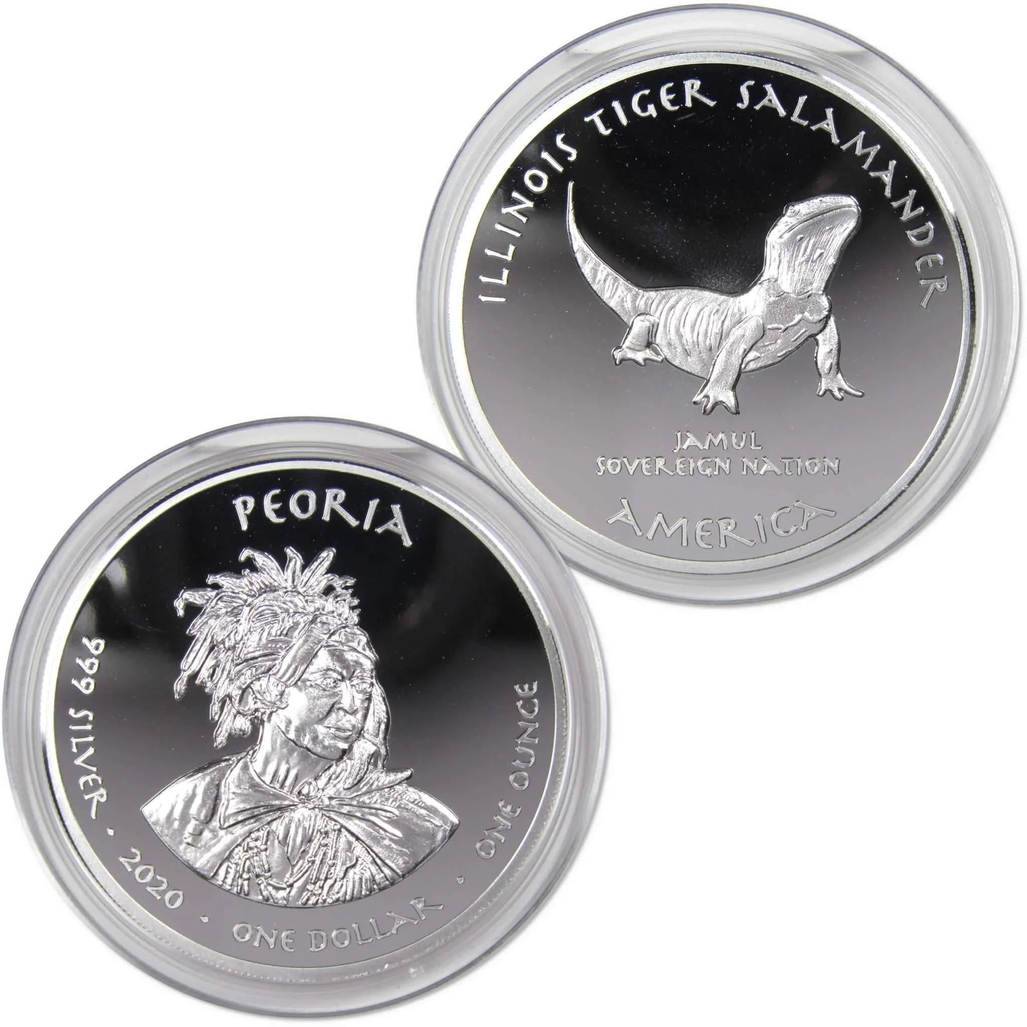 2020 Native American Jamul Peoria Tiger Salamander 1 oz .999 Silver $1 Proof