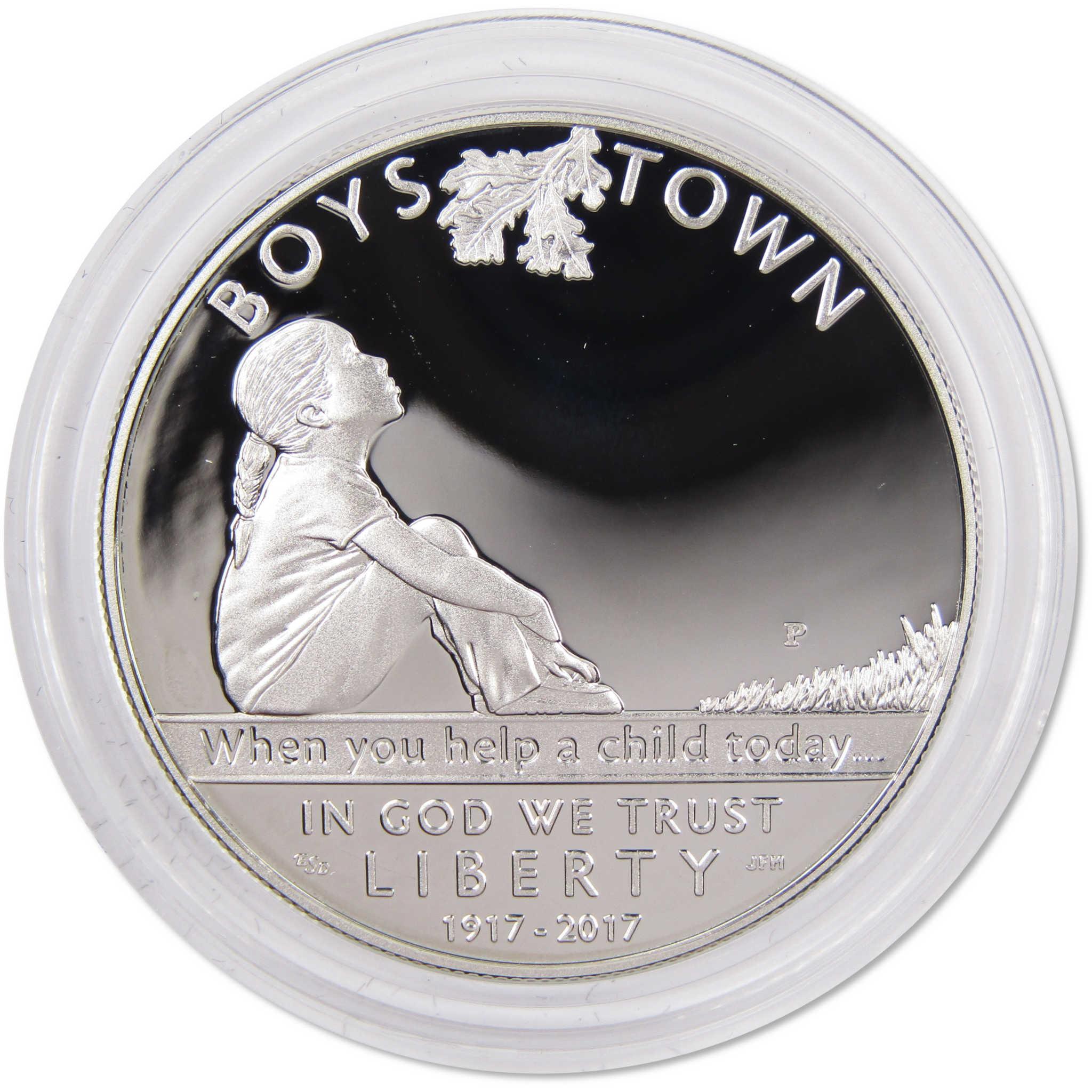 Boys Town Centennial Commemorative 2017 P 90% Silver Dollar Proof $1 Coin OGP