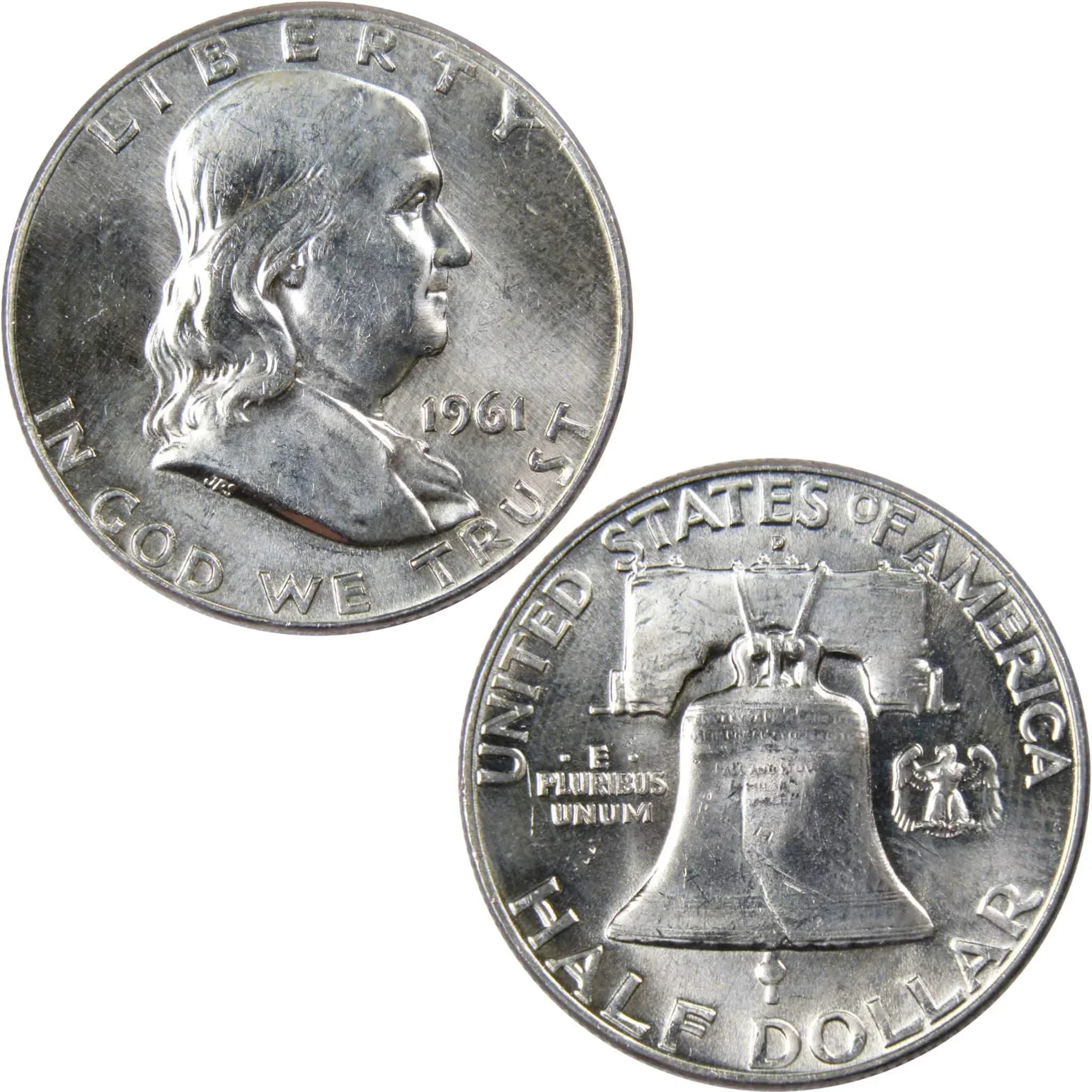 1961 D Franklin Half Dollar AU About Uncirculated 90% Silver 50c US Coin