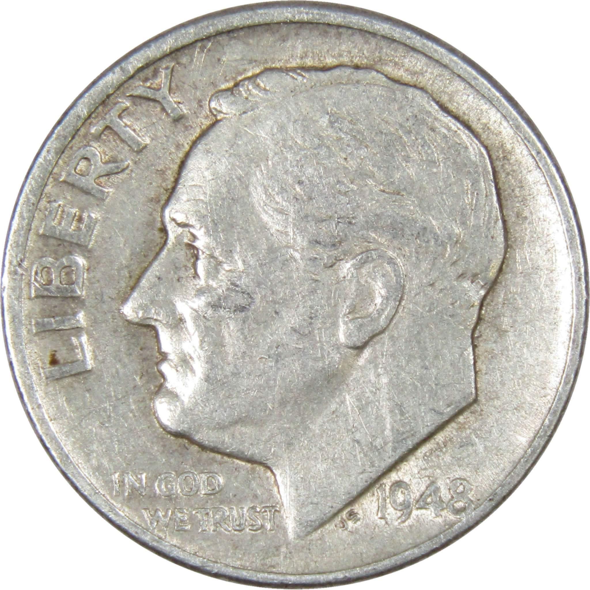 1948 D Roosevelt Dime AG About Good 90% Silver 10c US Coin Collectible