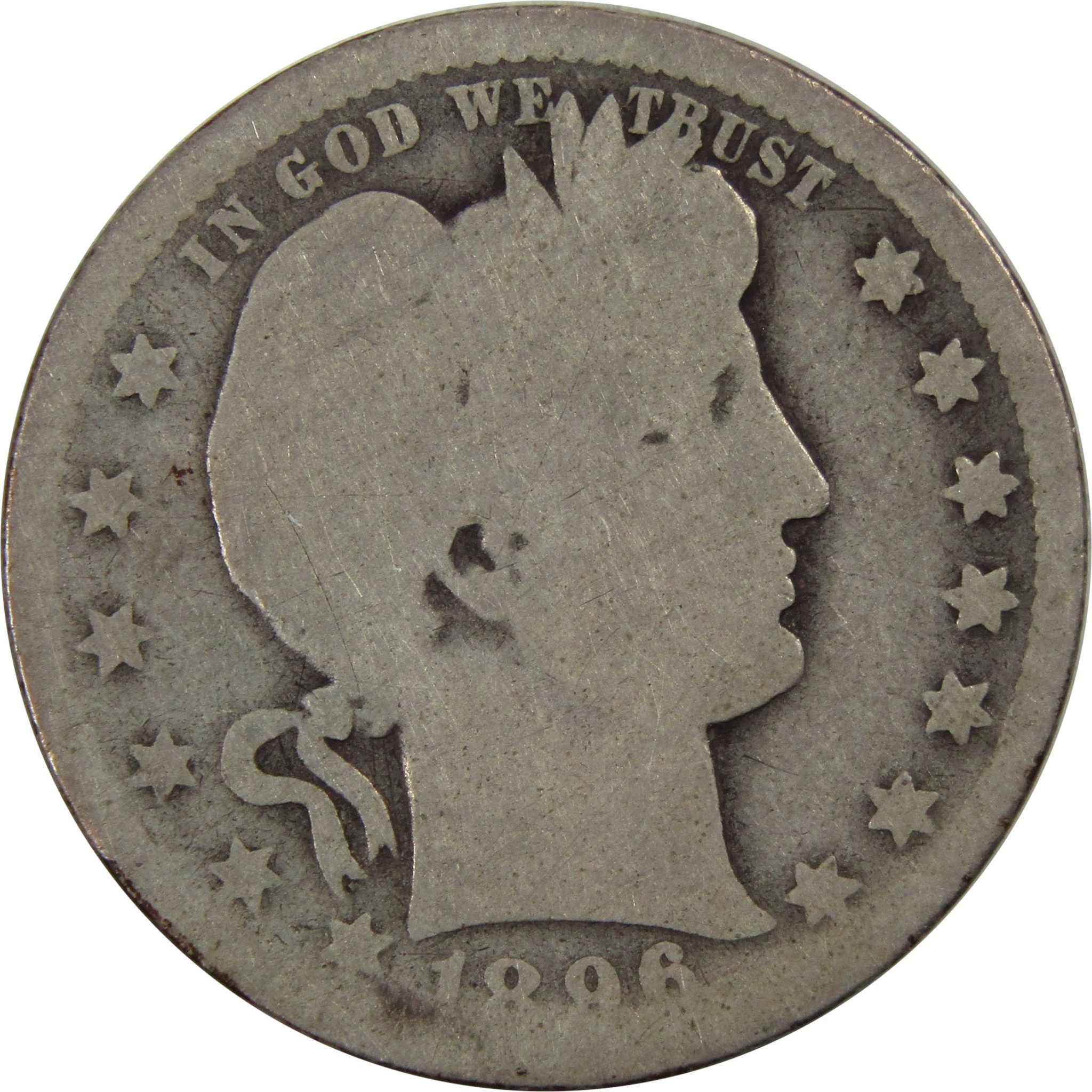 1896 O Barber Quarter AG About Good 90% Silver 25c Coin SKU:I4945