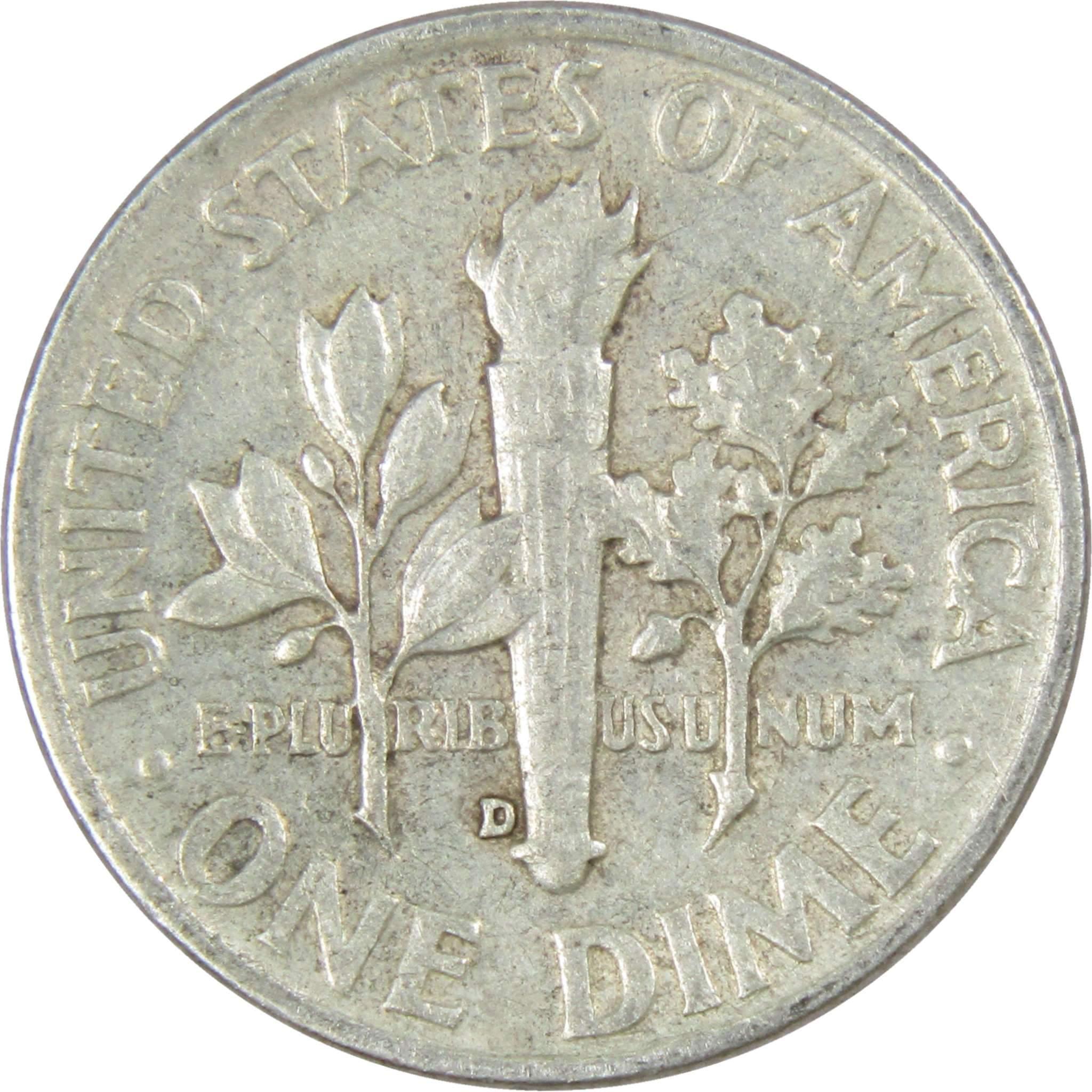 1954 D Roosevelt Dime AG About Good 90% Silver 10c US Coin Collectible