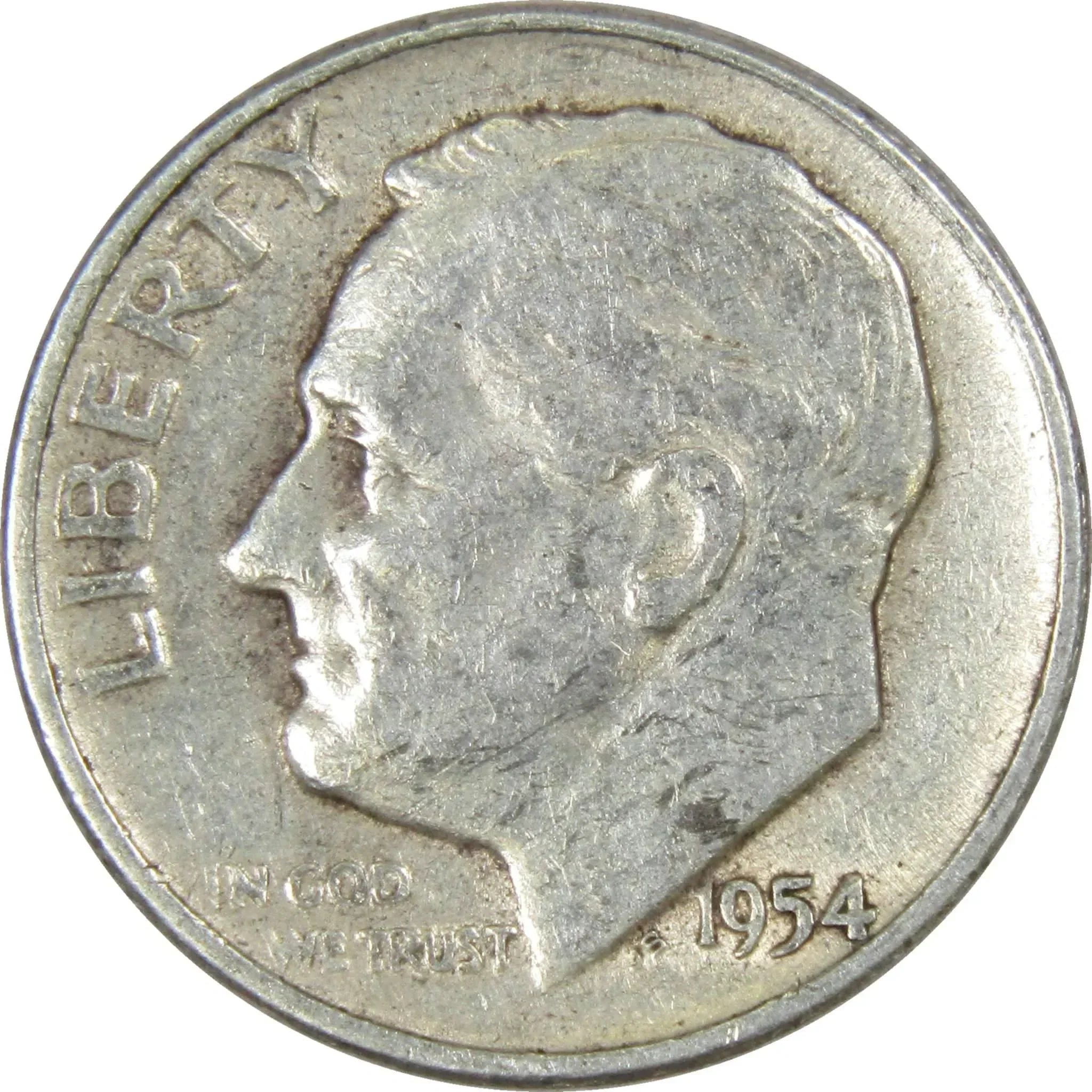 1954 Roosevelt Dime AG About Good 90% Silver 10c US Coin Collectible